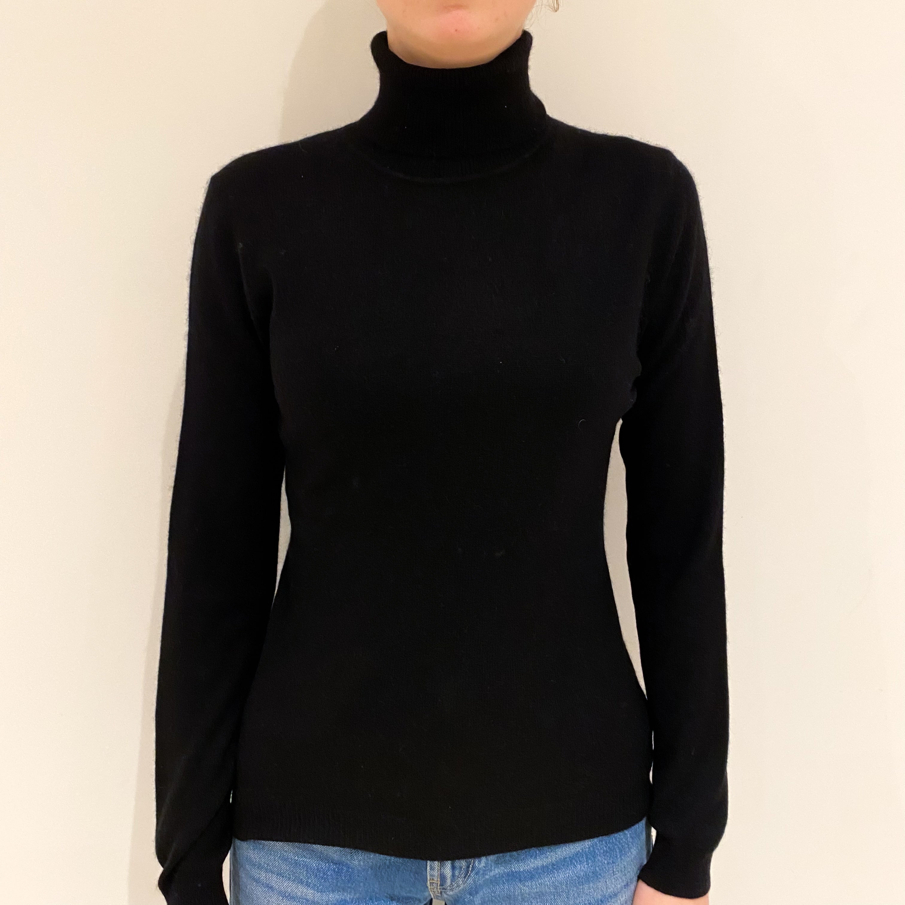 Black Cashmere Polo Neck Jumper Extra Small