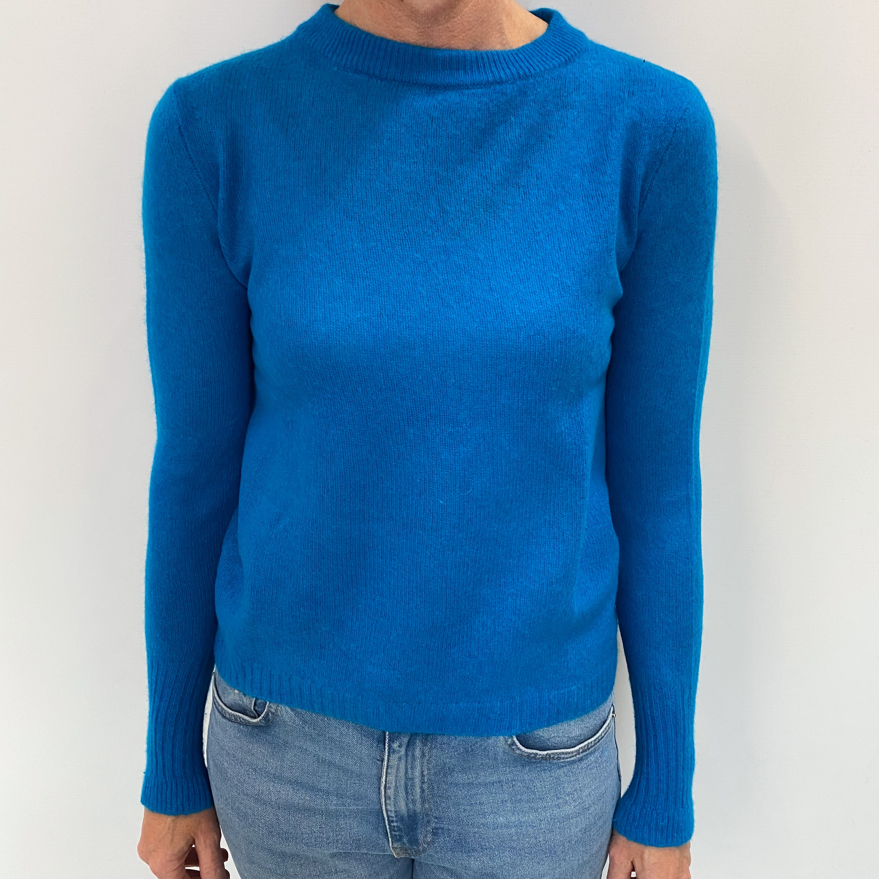 Jigsaw Turquoise Blue Cashmere Crew Neck Jumper Small