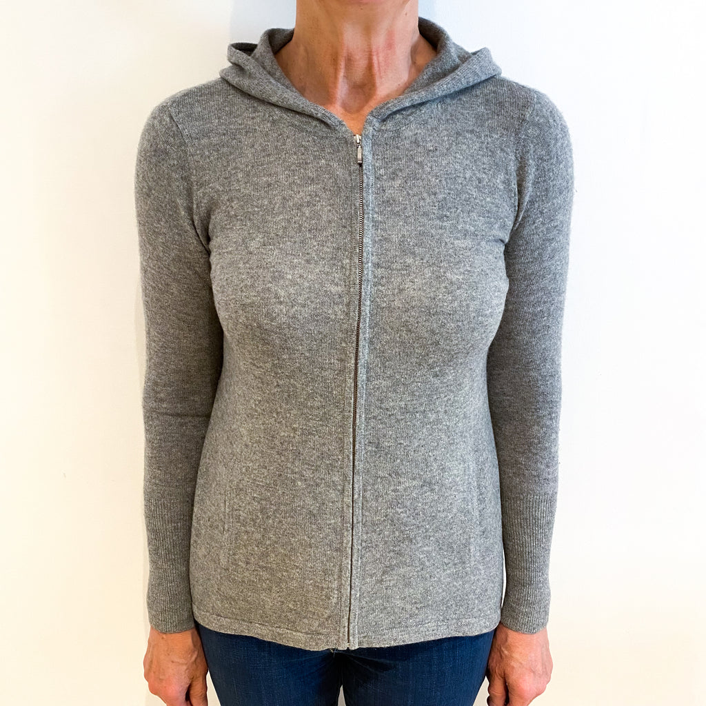 Ash Grey Cashmere Zip Up Hoodie Medium