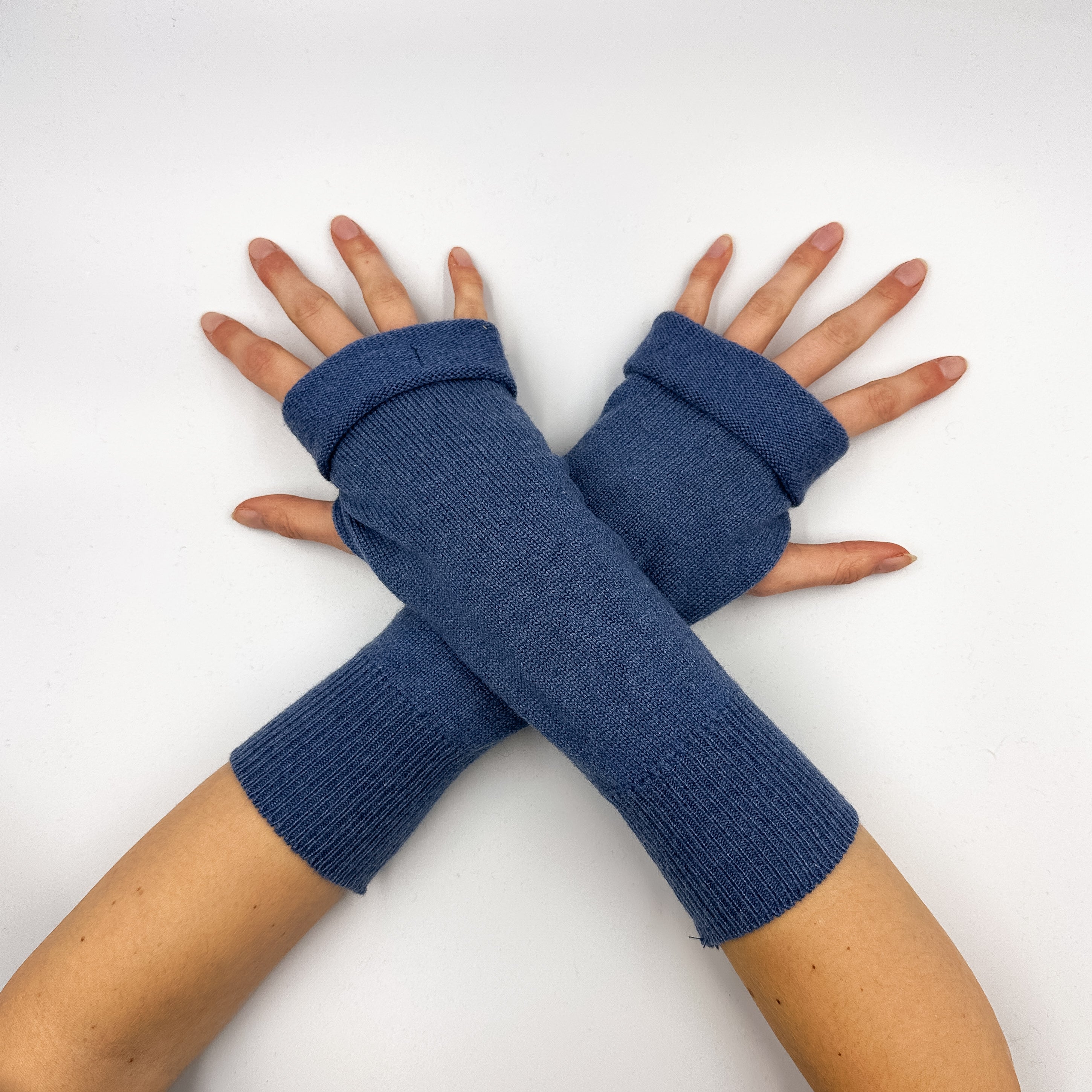Denim Blue Fingerless Gloves