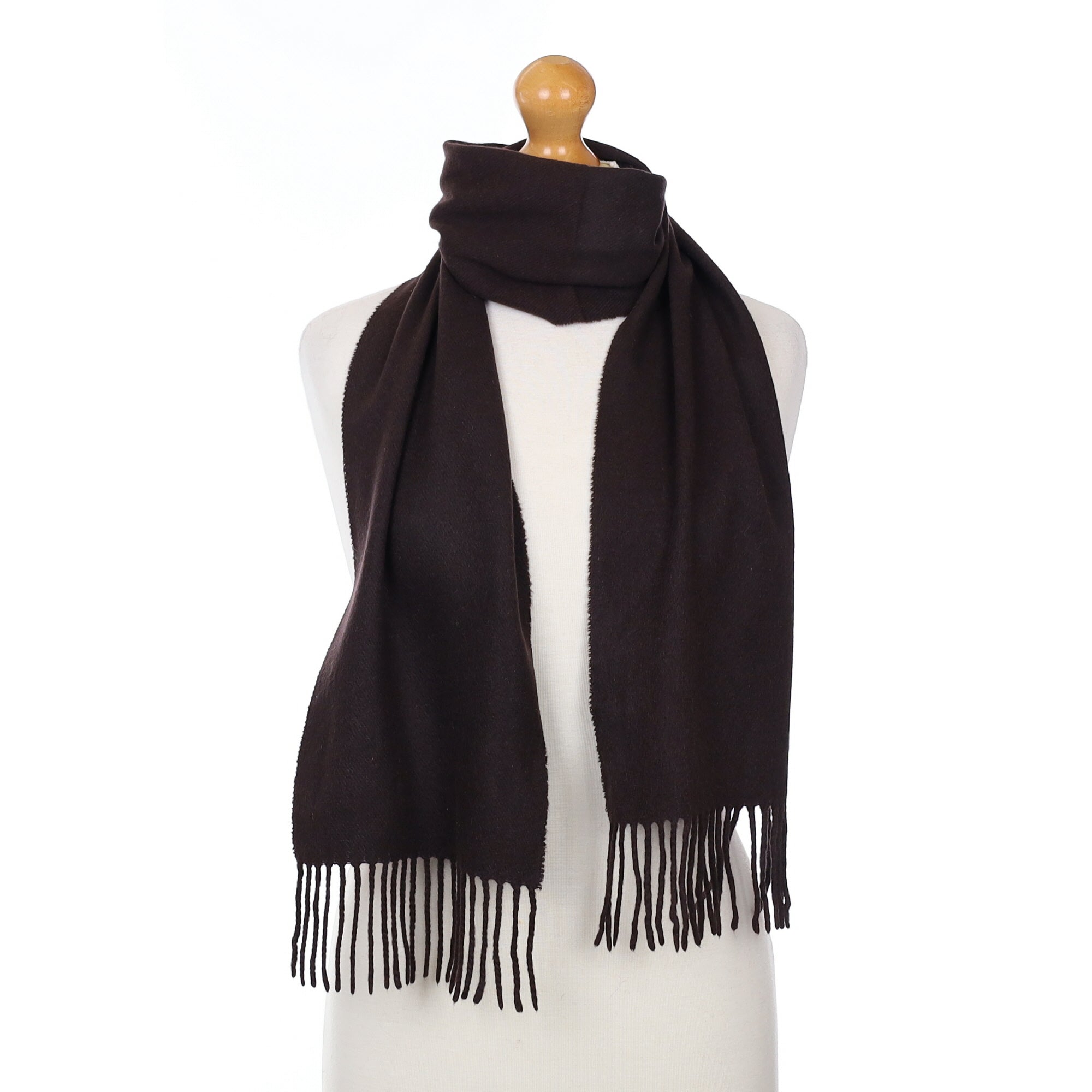 Italian Chocolate Brown Cashmere Woven Scarf
