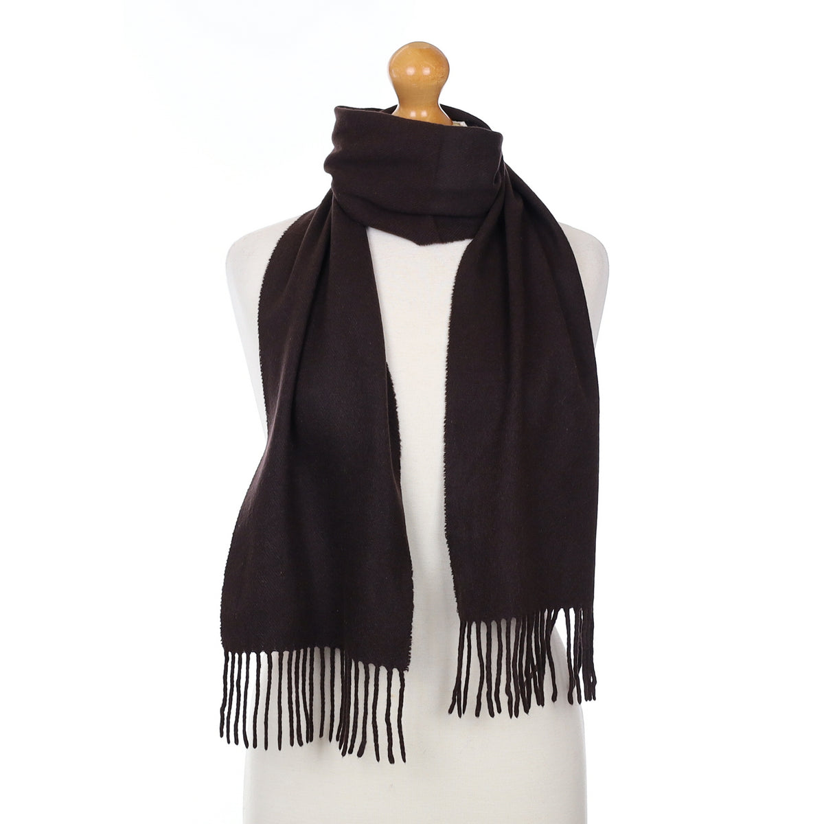 Italian Chocolate Brown Cashmere Woven Scarf