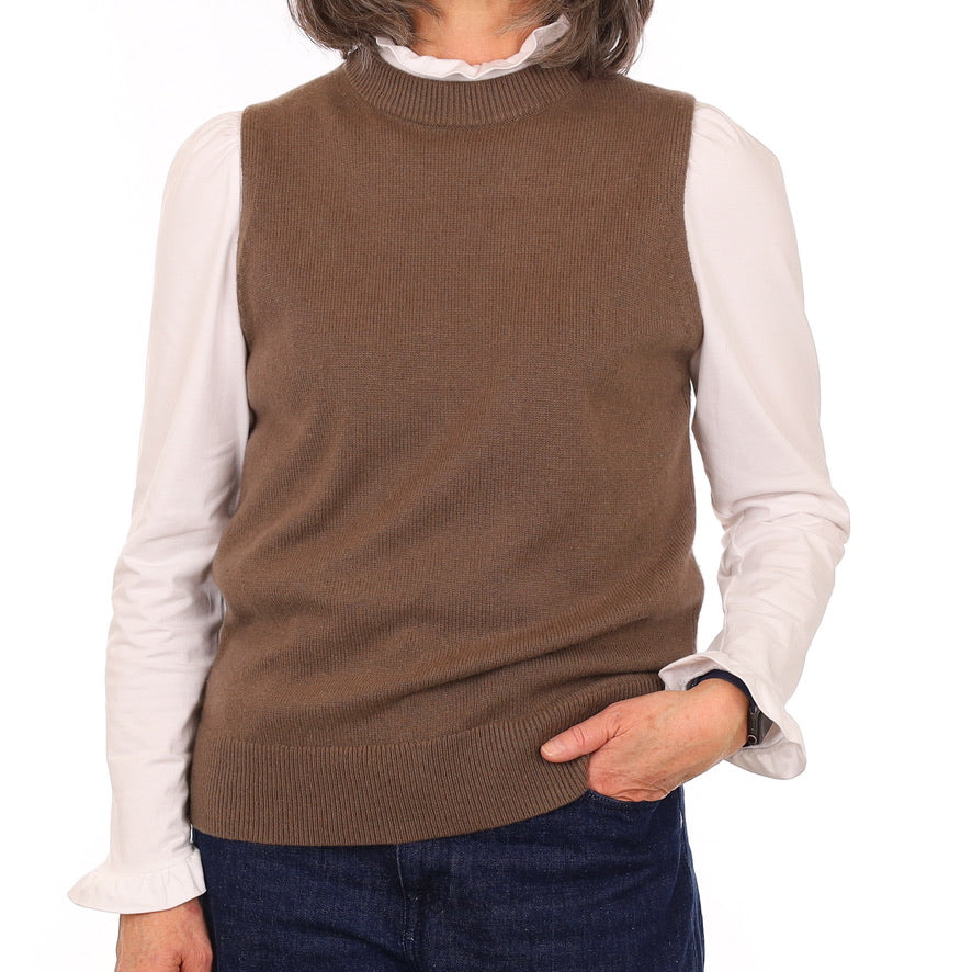 Cos Mocha Brown Heavy Knit Cashmere Crew Neck Tank Top Medium