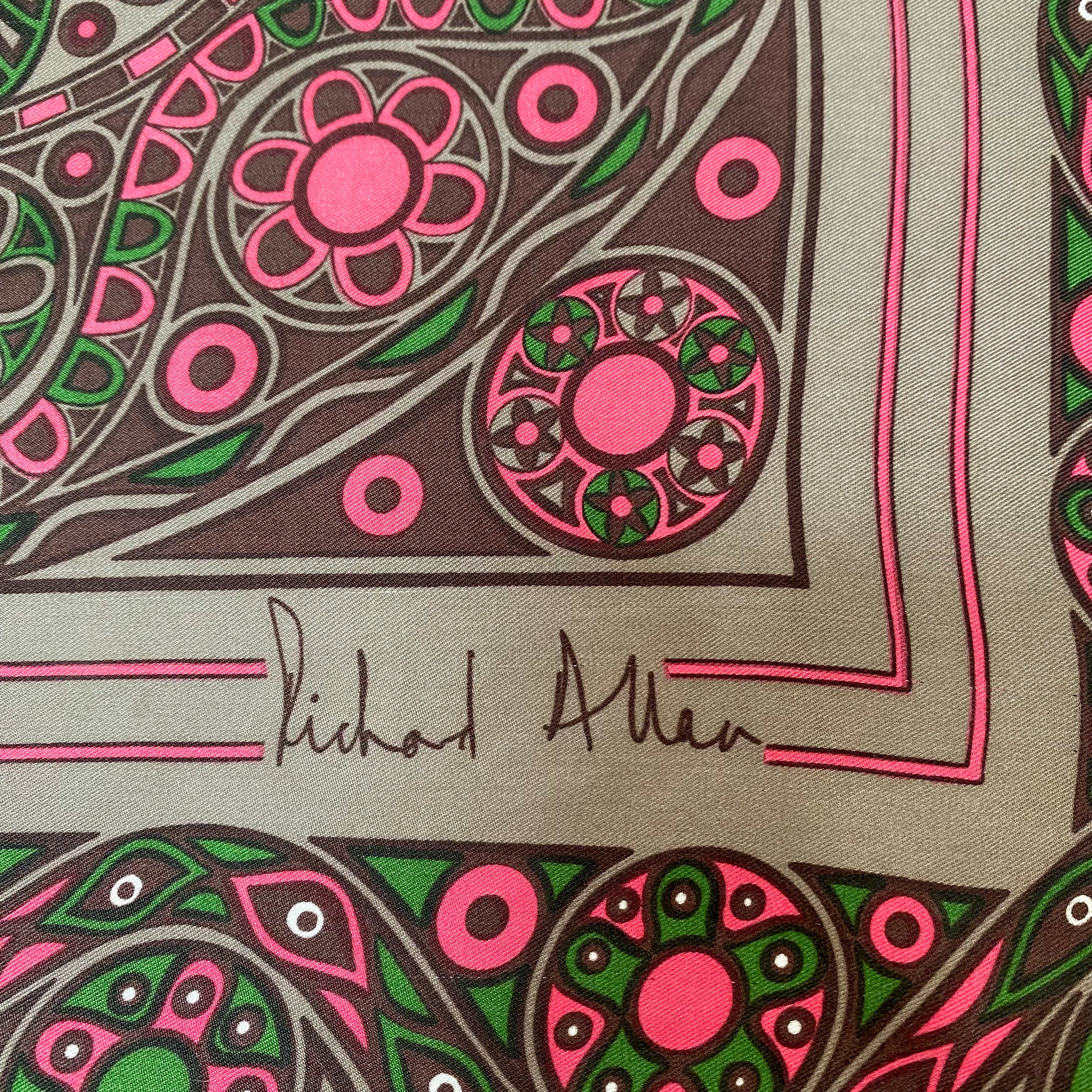 1970s Richard Allan Abstract Vintage Silk Scarf