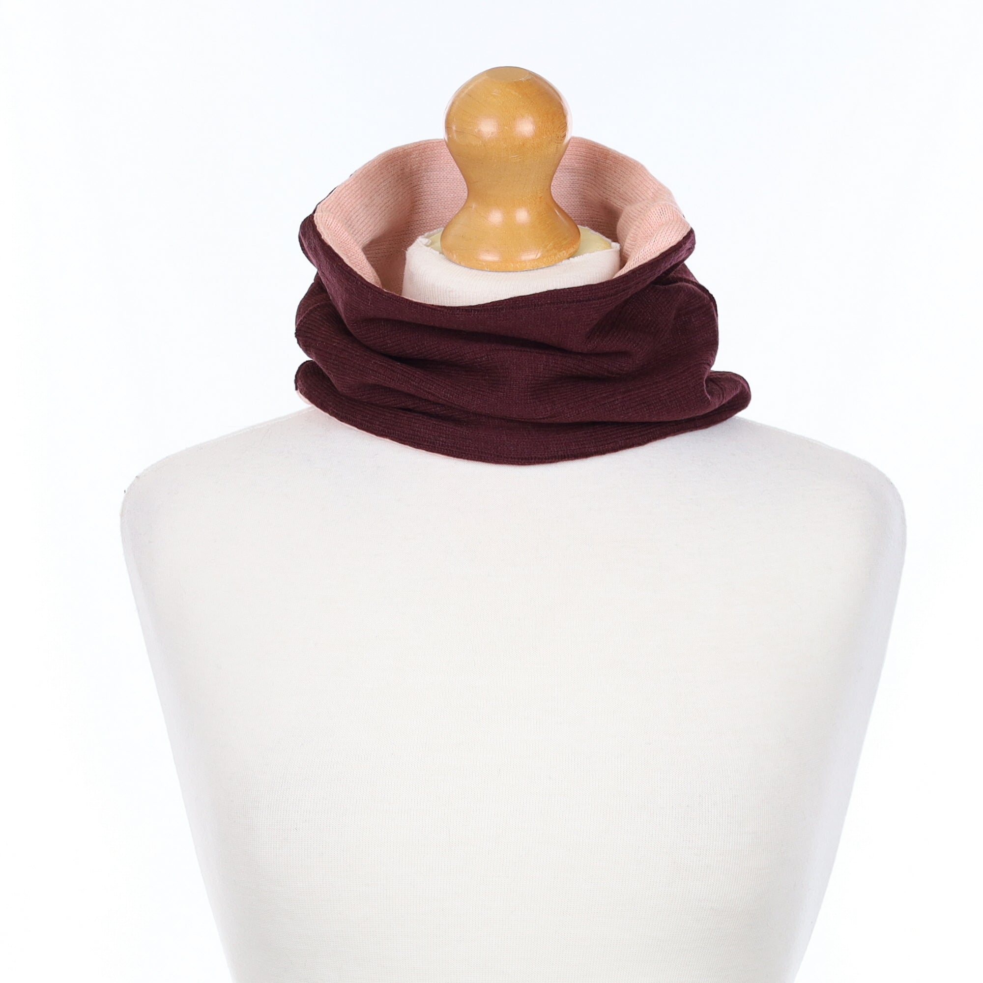 Aubergine and Shell Pink Neck Warmer