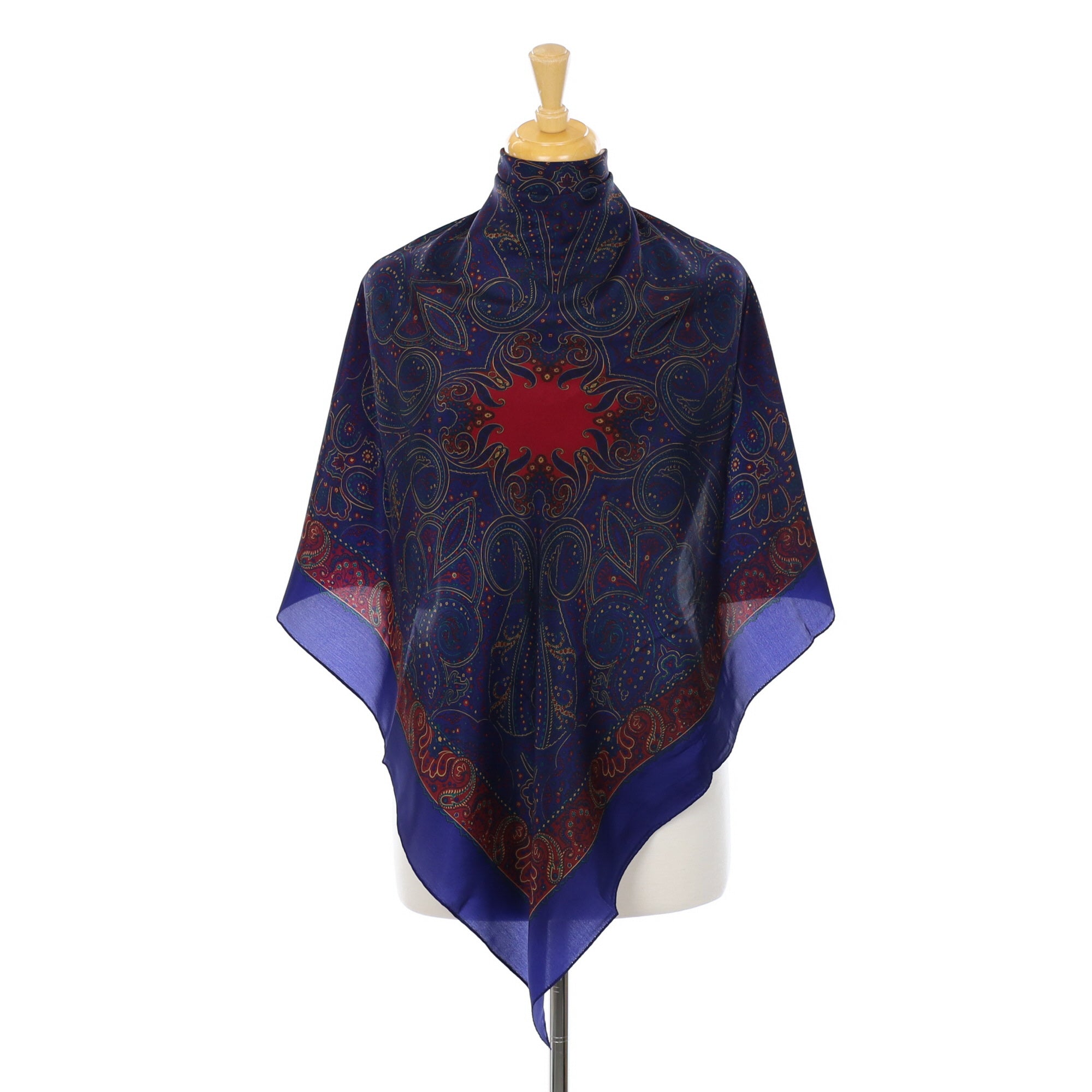 Brand New Navy Blue Paisley Silk Scarf