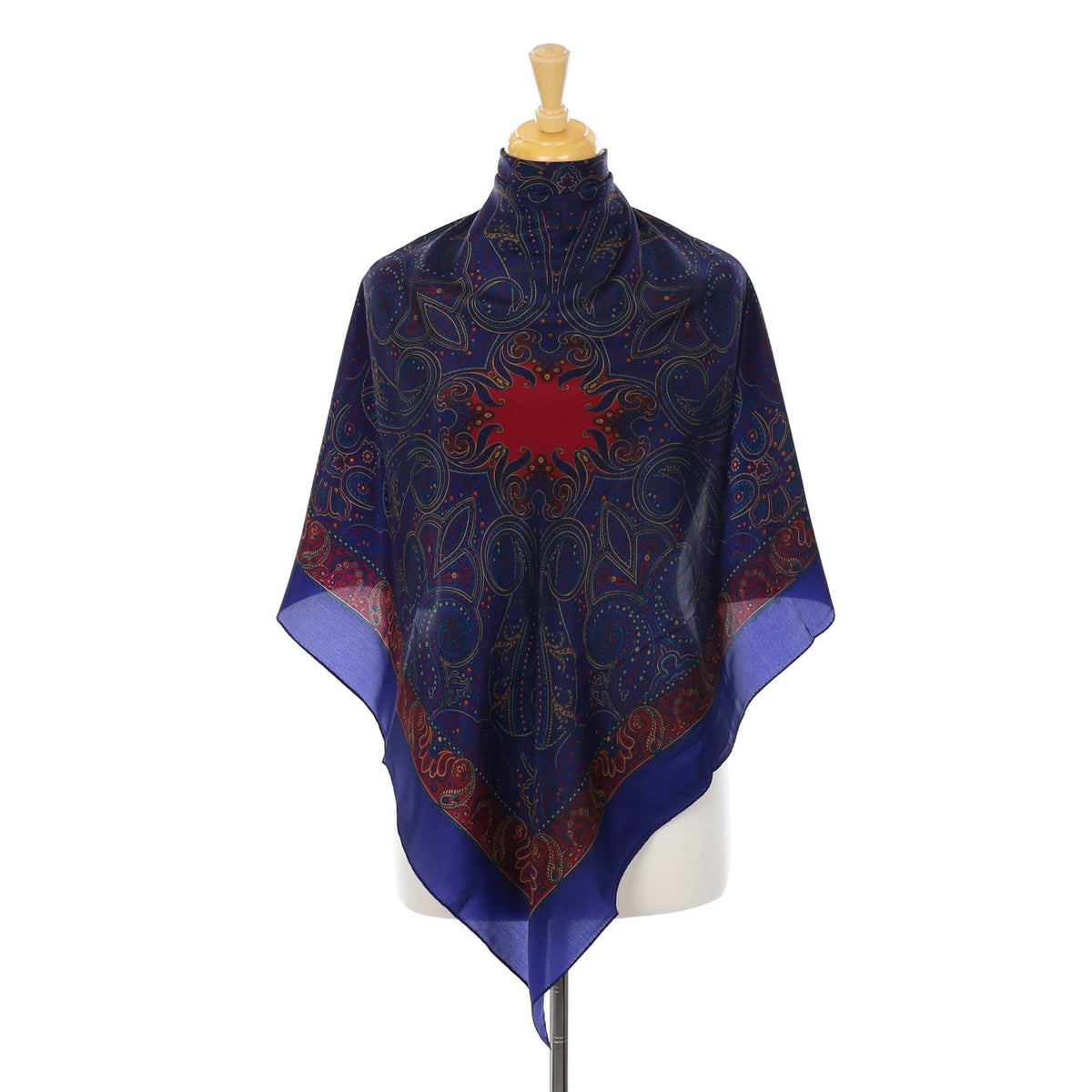 Brand New Navy Blue Paisley Silk Scarf