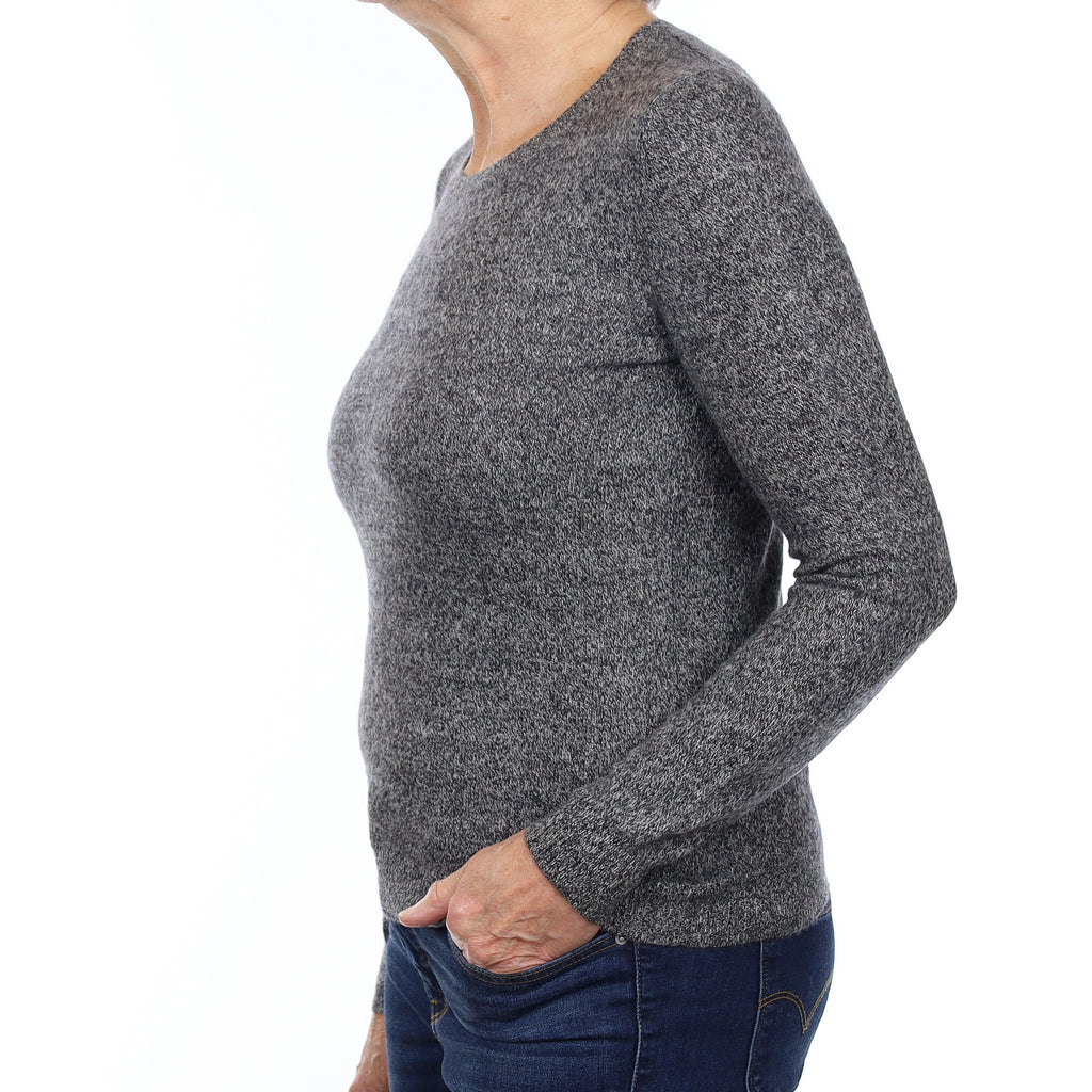 Slate Grey Marl Cashmere Crew Neck Jumper Medium