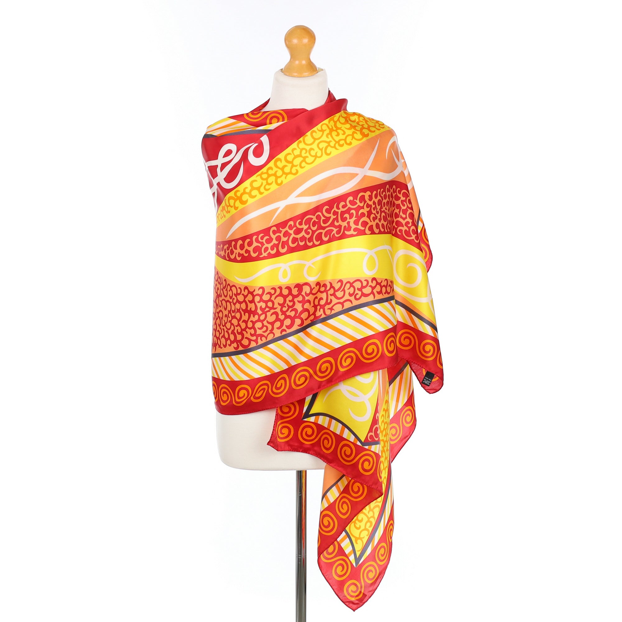 Red, Yellow and Orange Abstract Modern Silk Scarf