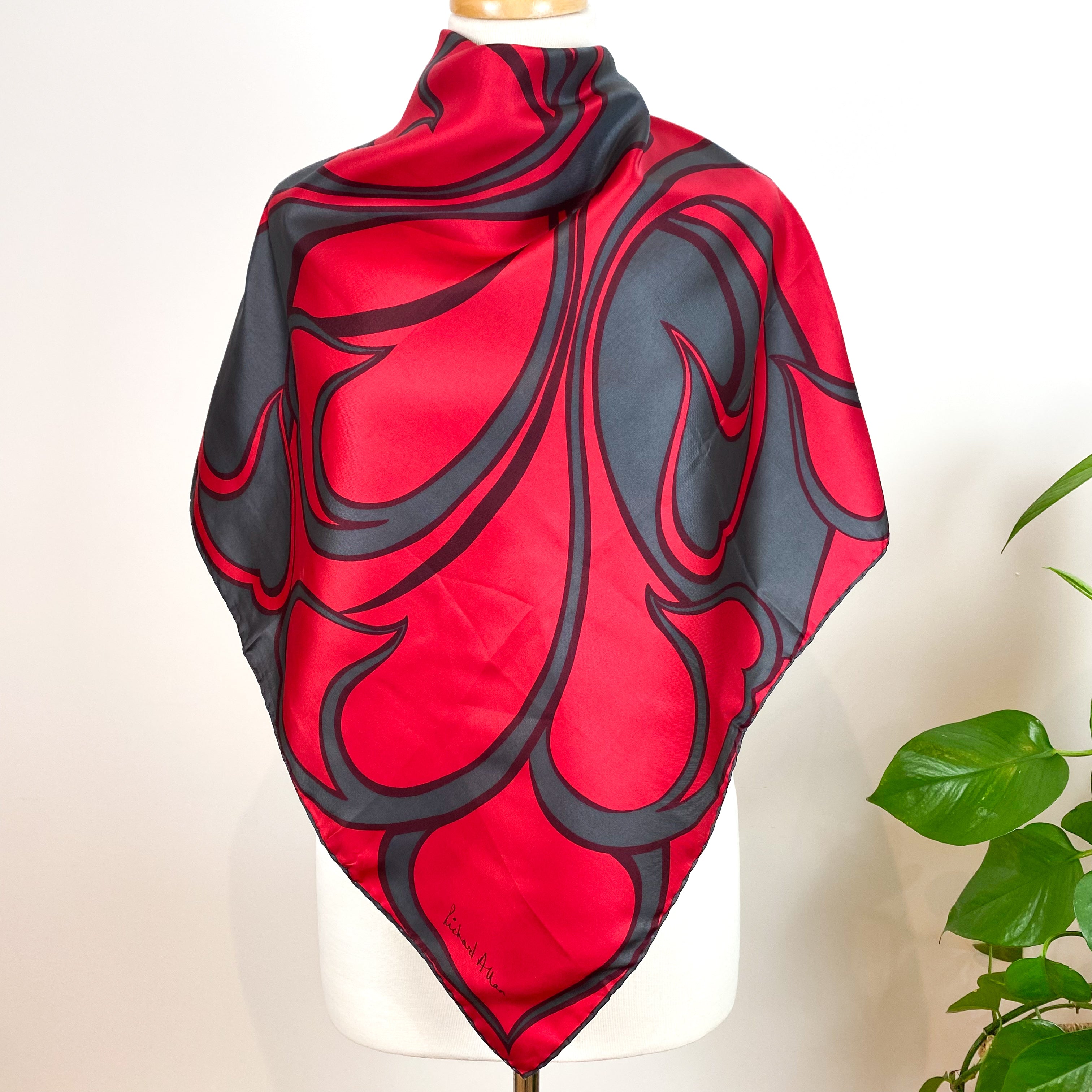 1970s Richard Allan Abstract Vintage Silk Scarf