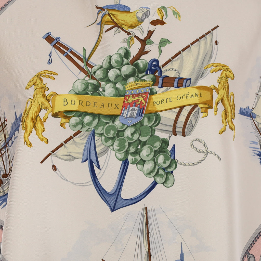 Rare Hermès Bordeaux Porte Oceane Silk Scarf