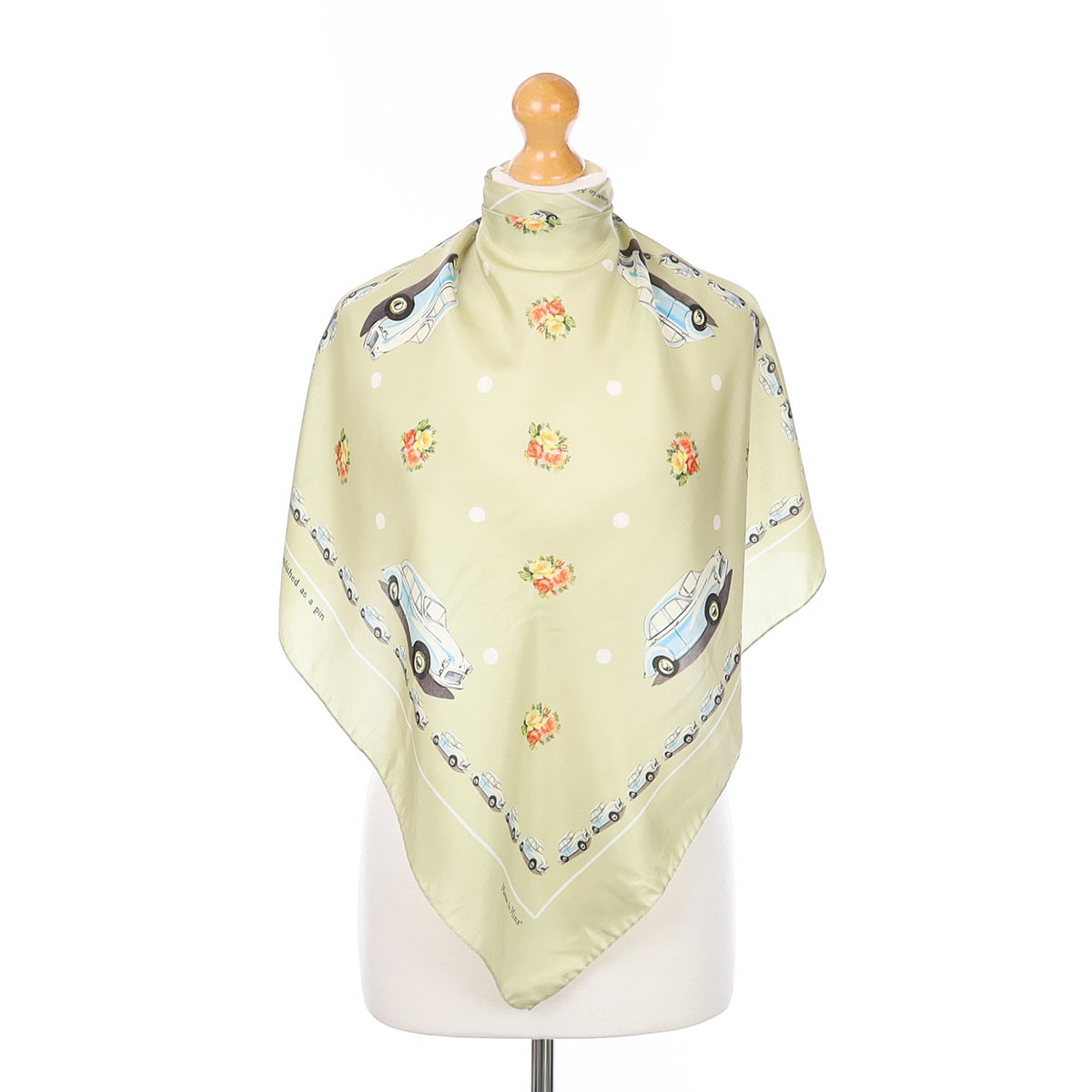 Mouse to Minx Morris Minor Sage Green Silk Scarf