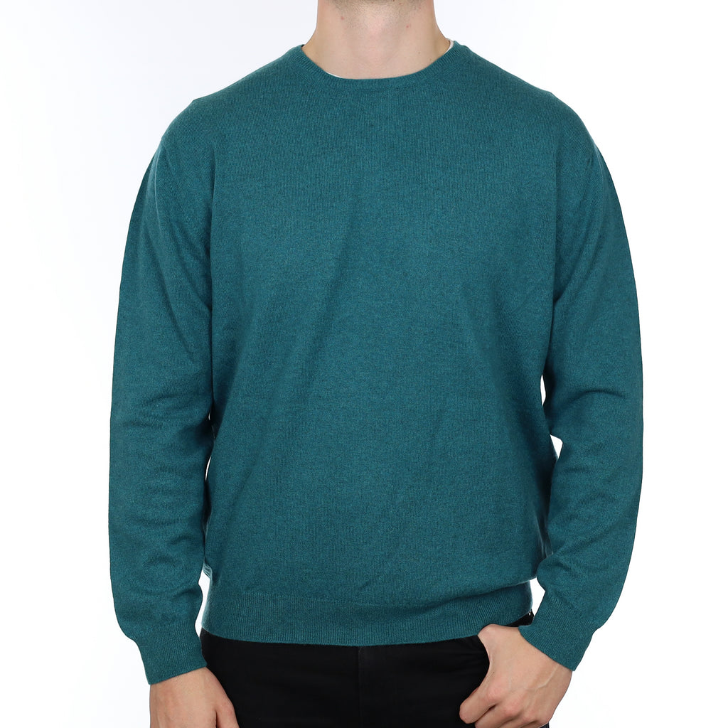 Men’s Scottish Brora Ocean Green Crew Neck Jumper XL