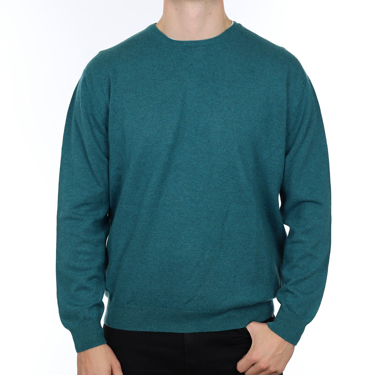 Men’s Scottish Brora Ocean Green Crew Neck Jumper XL