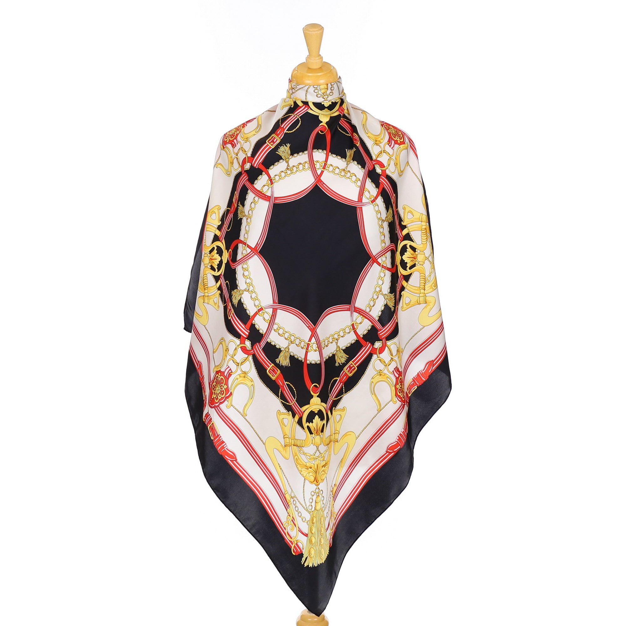 Traditional Black and Cream Silk Scarf