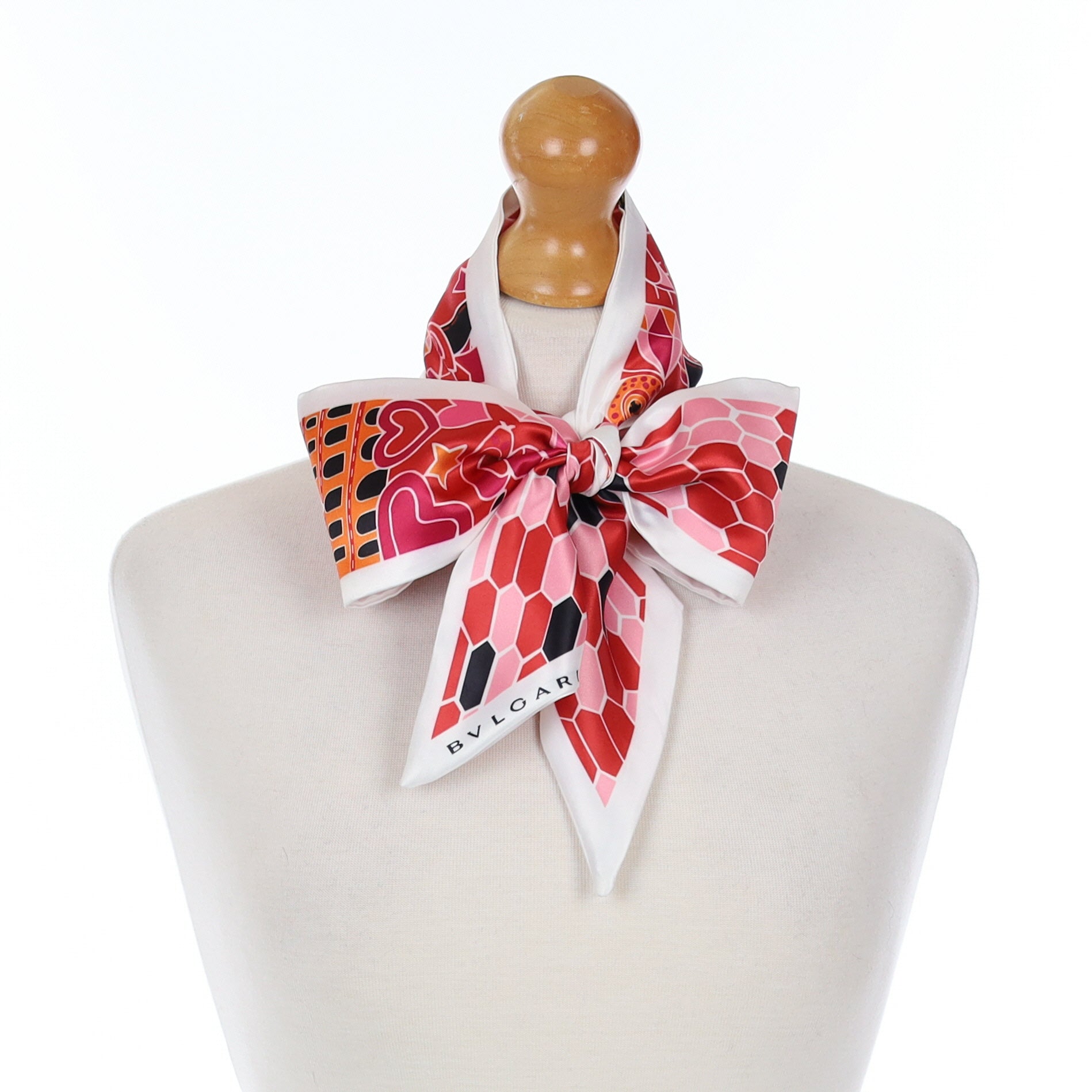 Bvlgari Pussy Bow Abstract Silk Scarf