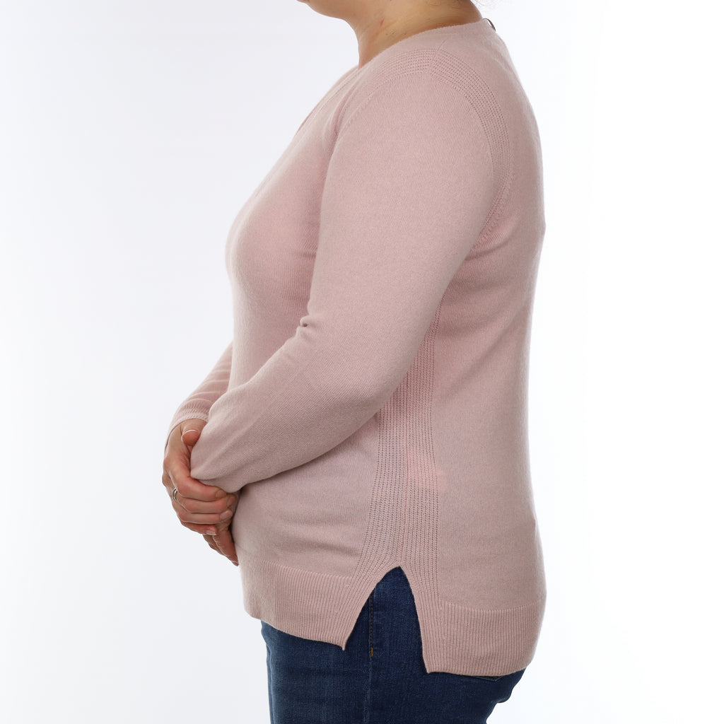 Jigsaw Pale Mauve Pink Cashmere V Neck Jumper Large