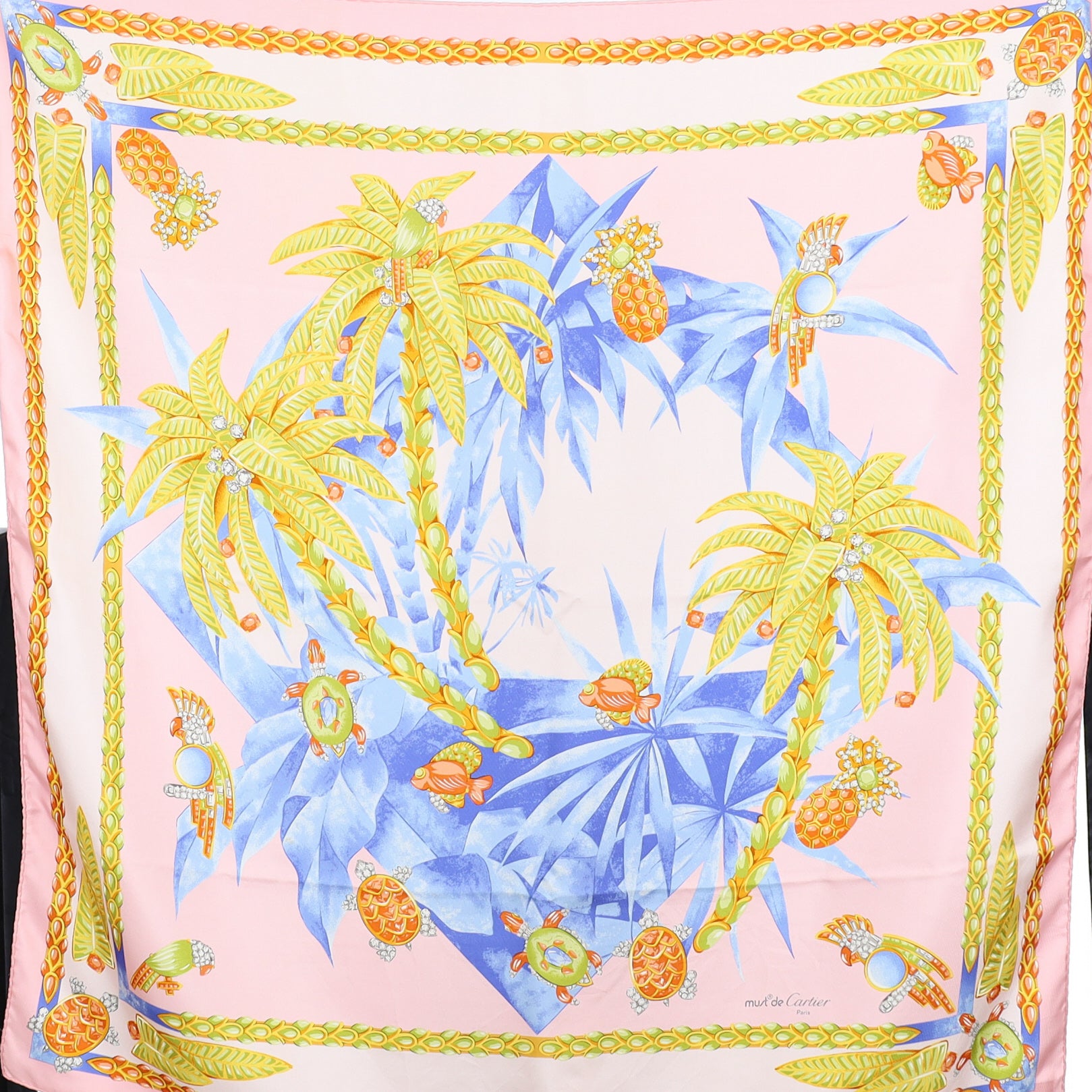 Cartier Pink Palm Tree Silk Scarf