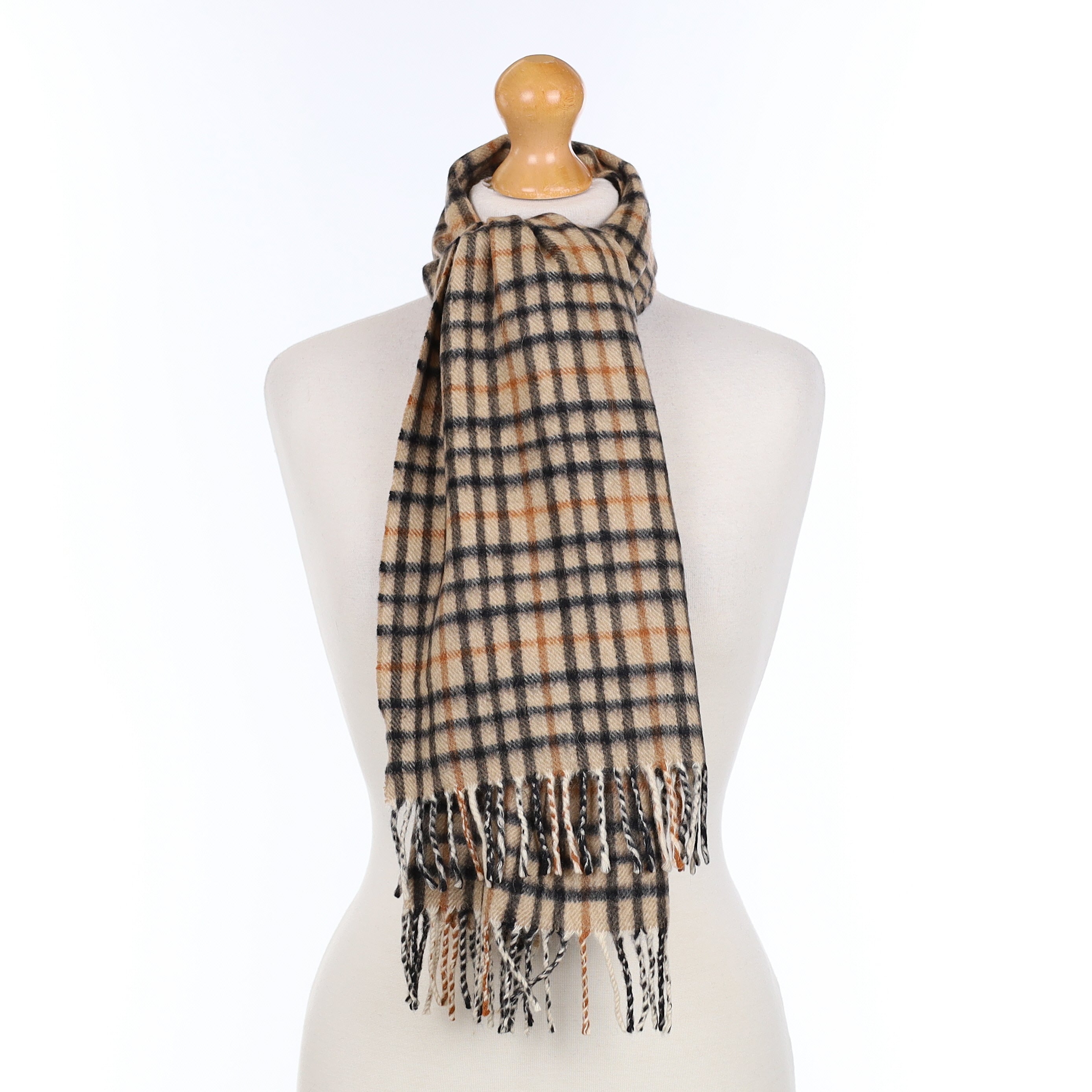 Daks Black Beige and Cream Cashmere Woven Scarf