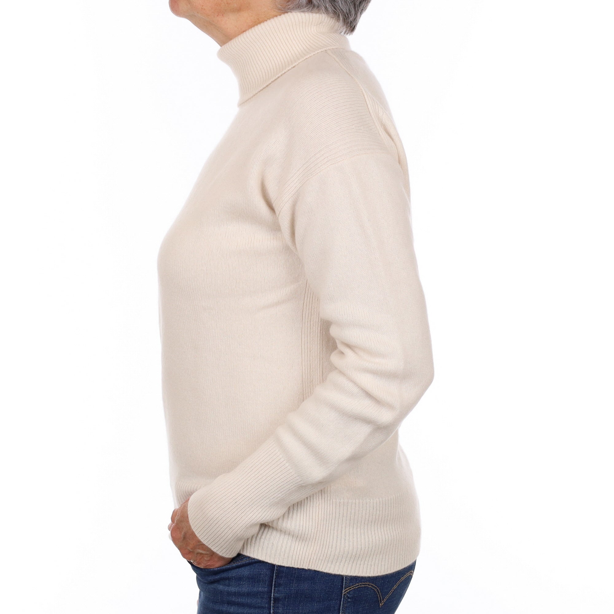 Cos Ivory Cashmere Polo Neck Jumper Medium