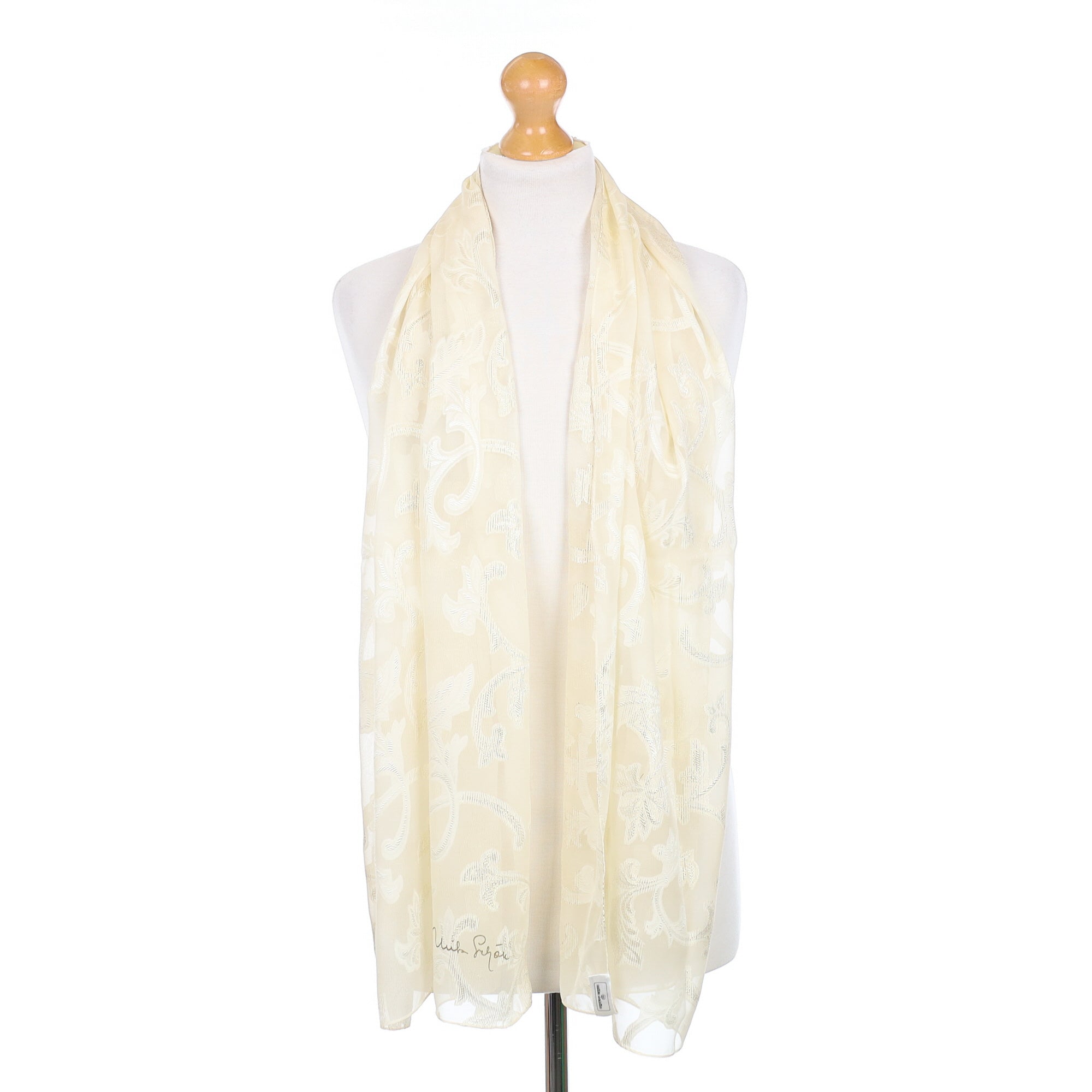 Mila Schön Ivory Jacquard Silk Scarf