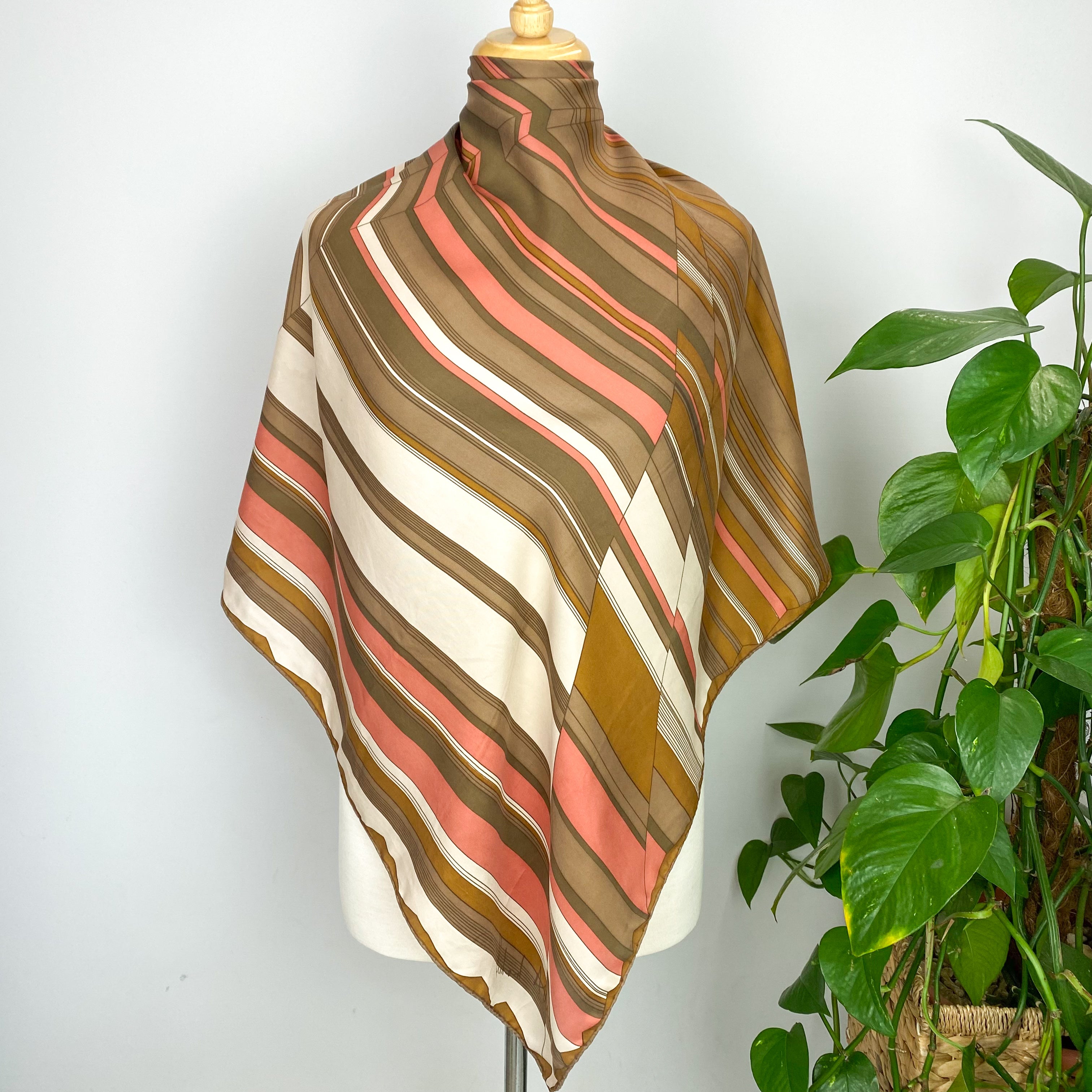 1970s Richard Allan Striped Vintage Silk Scarf