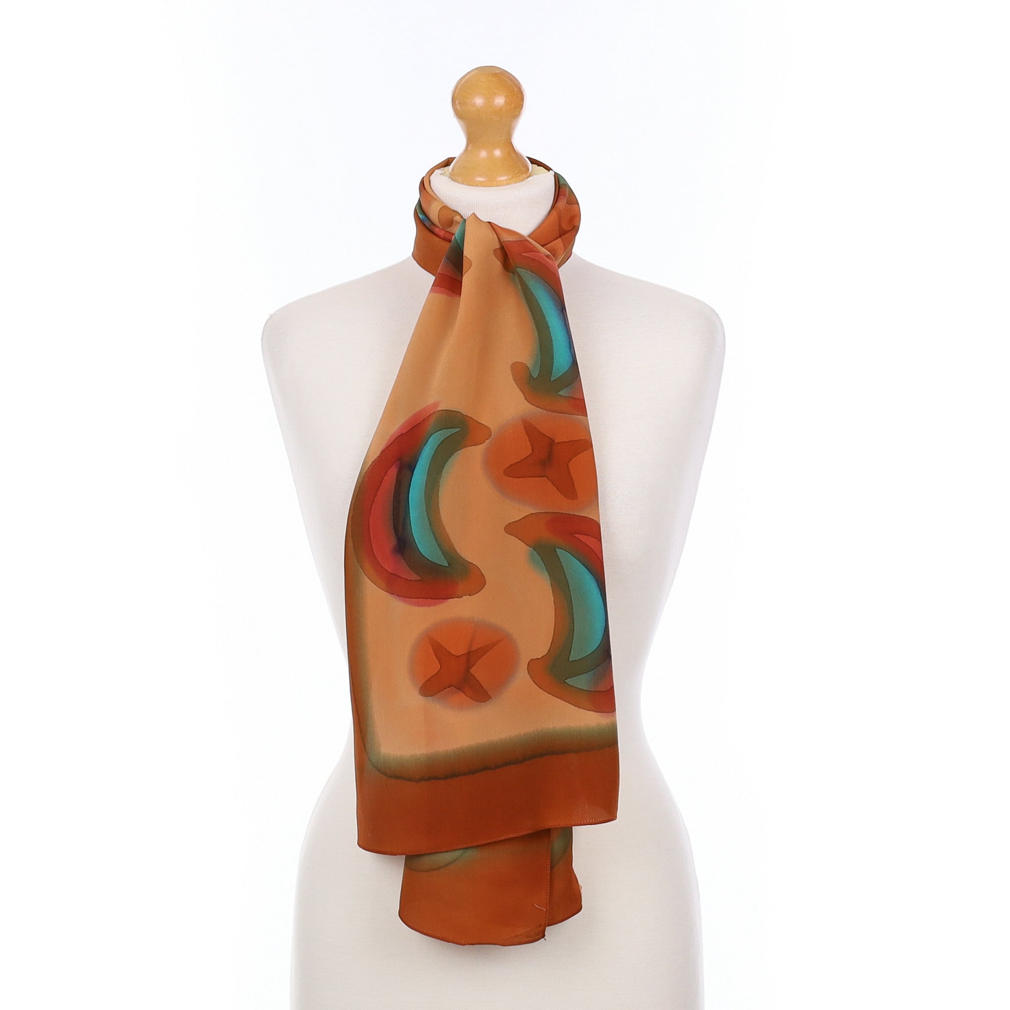 Sheeva Brown Patterned Silk Scarf