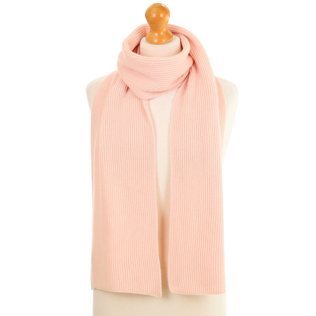Brand New Scottish Shell Pink Rib Cashmere Scarf