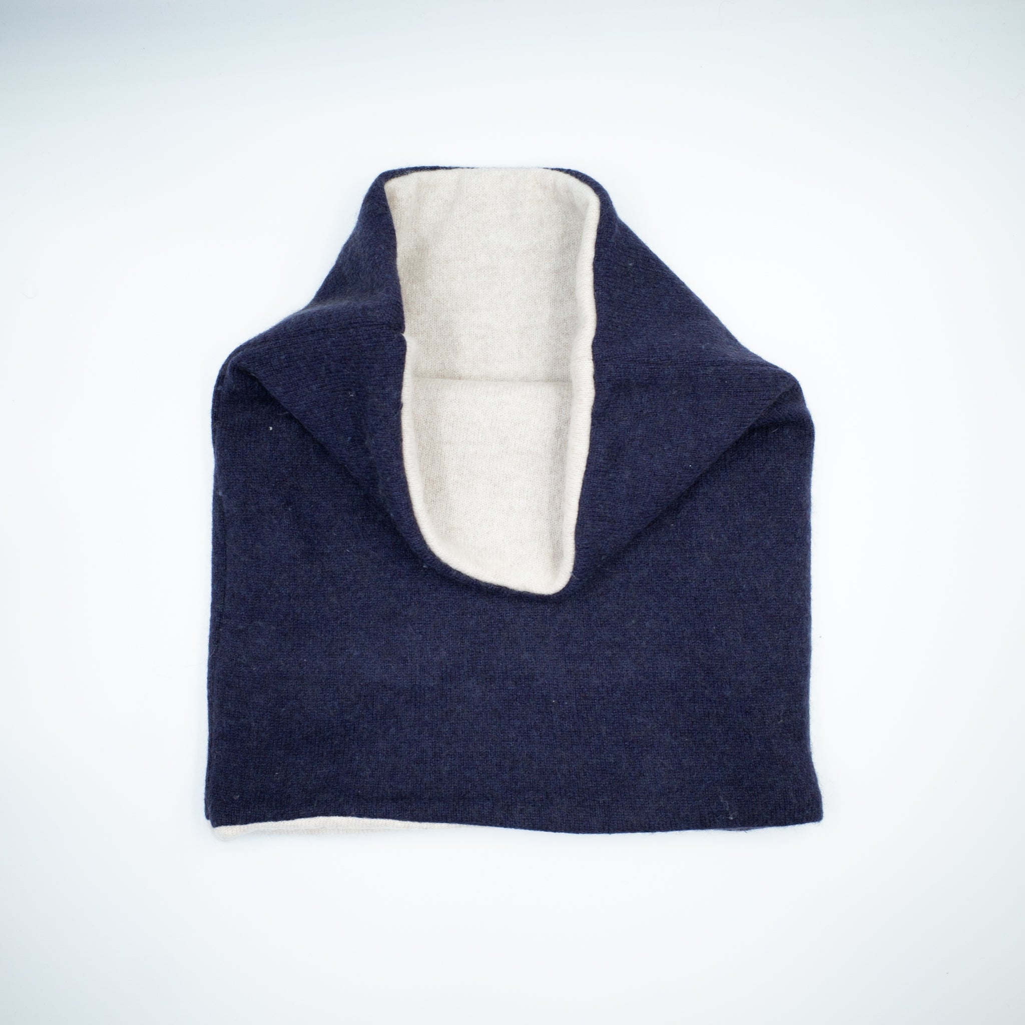 Navy and Pale Biscuit Luxury Double Layered Snood
