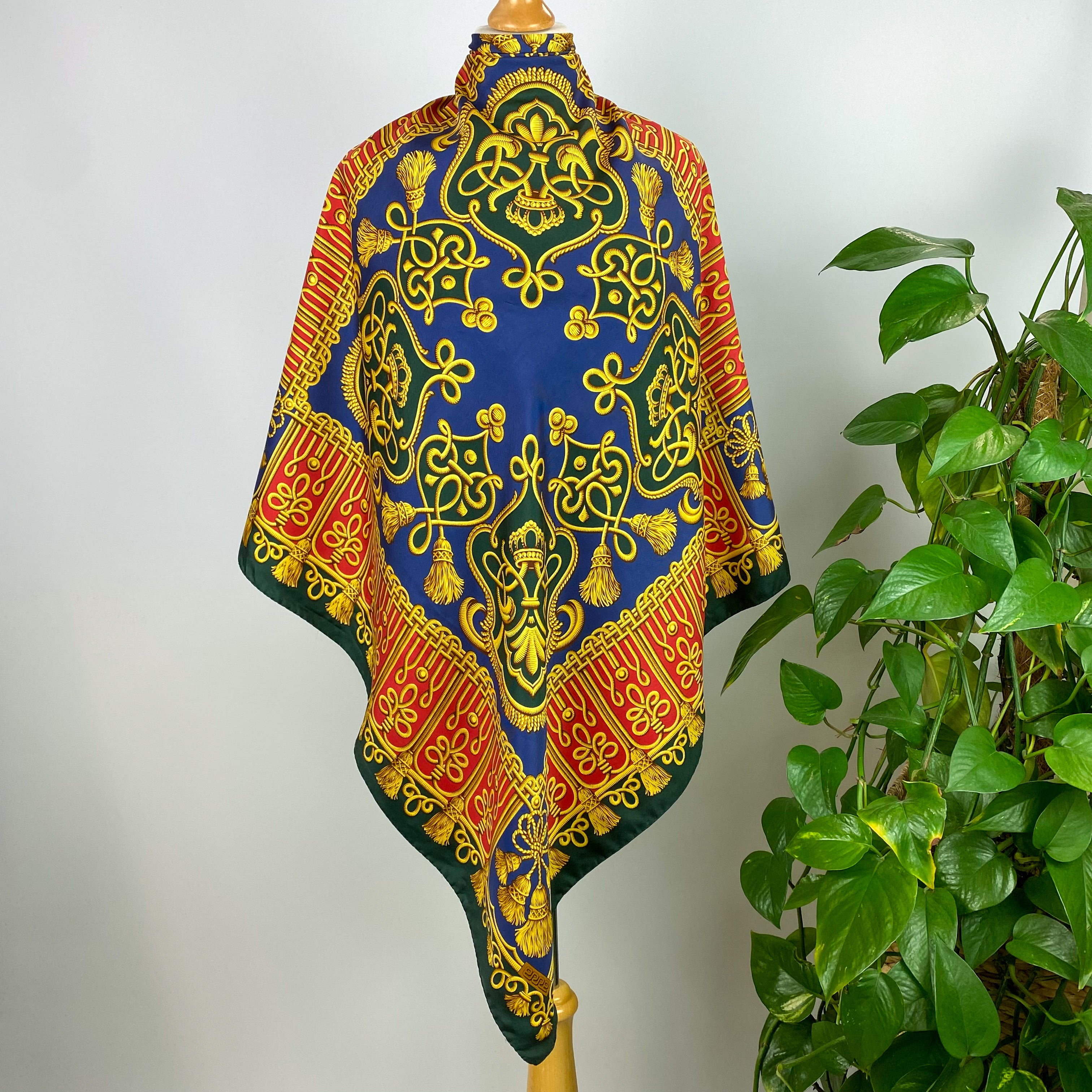 Red Gold and Green Baroque Silk Scarf
