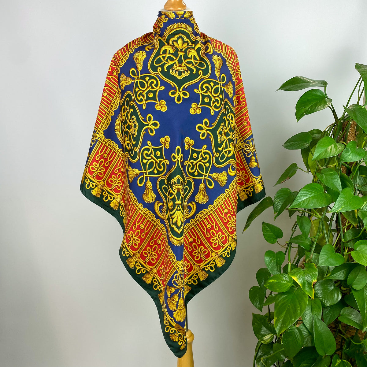 Red Gold and Green Baroque Silk Scarf