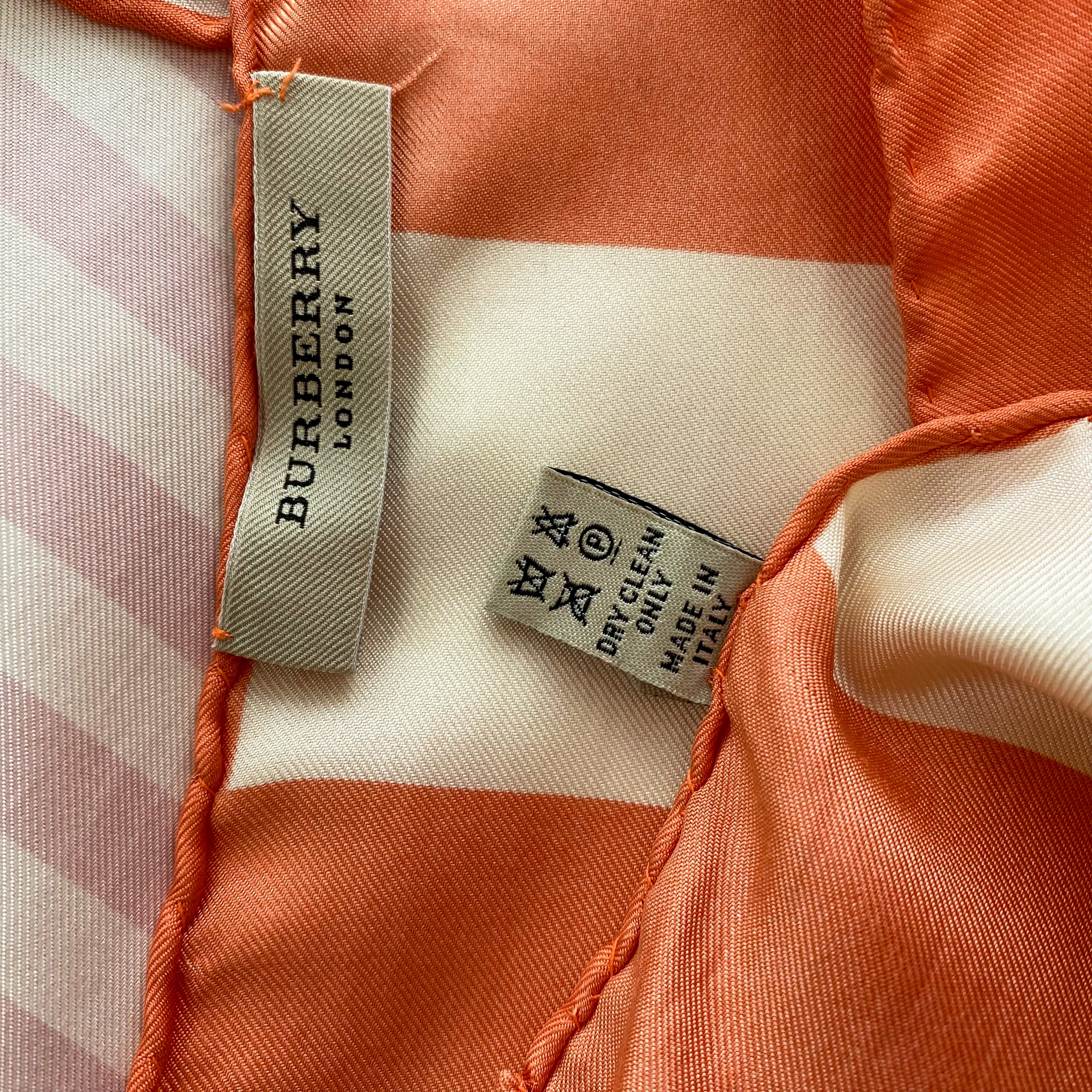 Burberry Apricot Spots and Stripes Silk Scarf