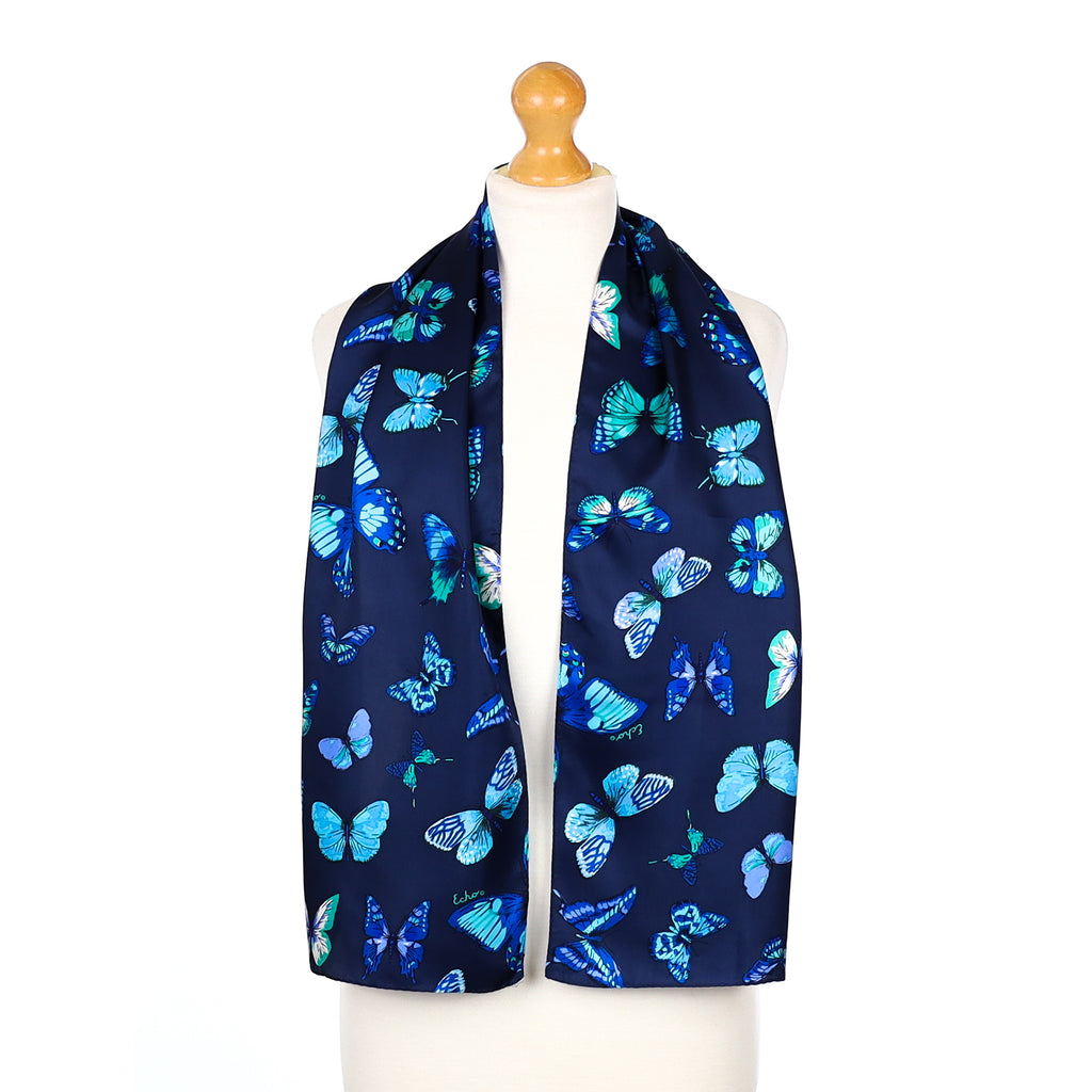 Echo Blue Butterfly Vintage Silk Scarf