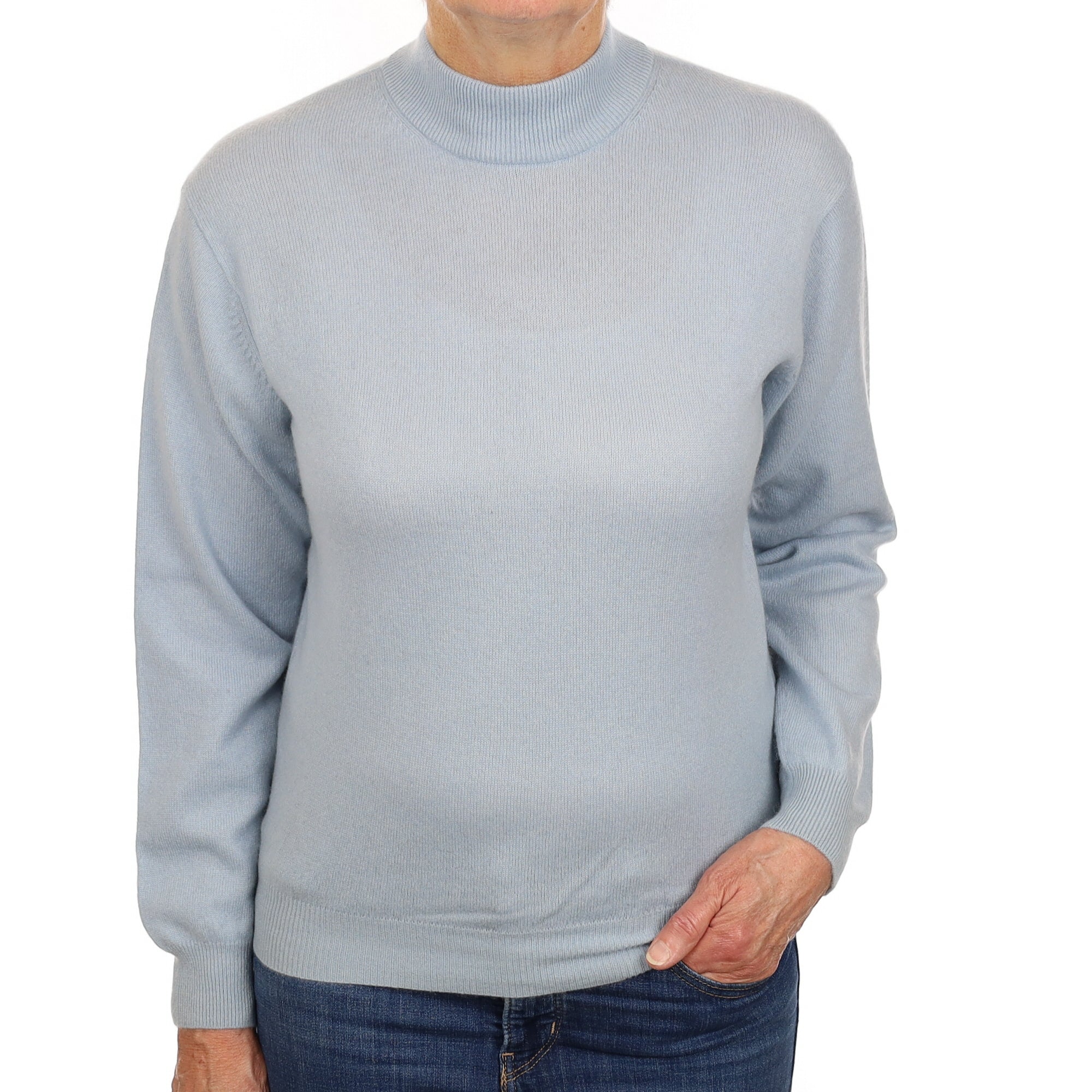 Powder Blue Cashmere Turtle Neck Jumper Medium