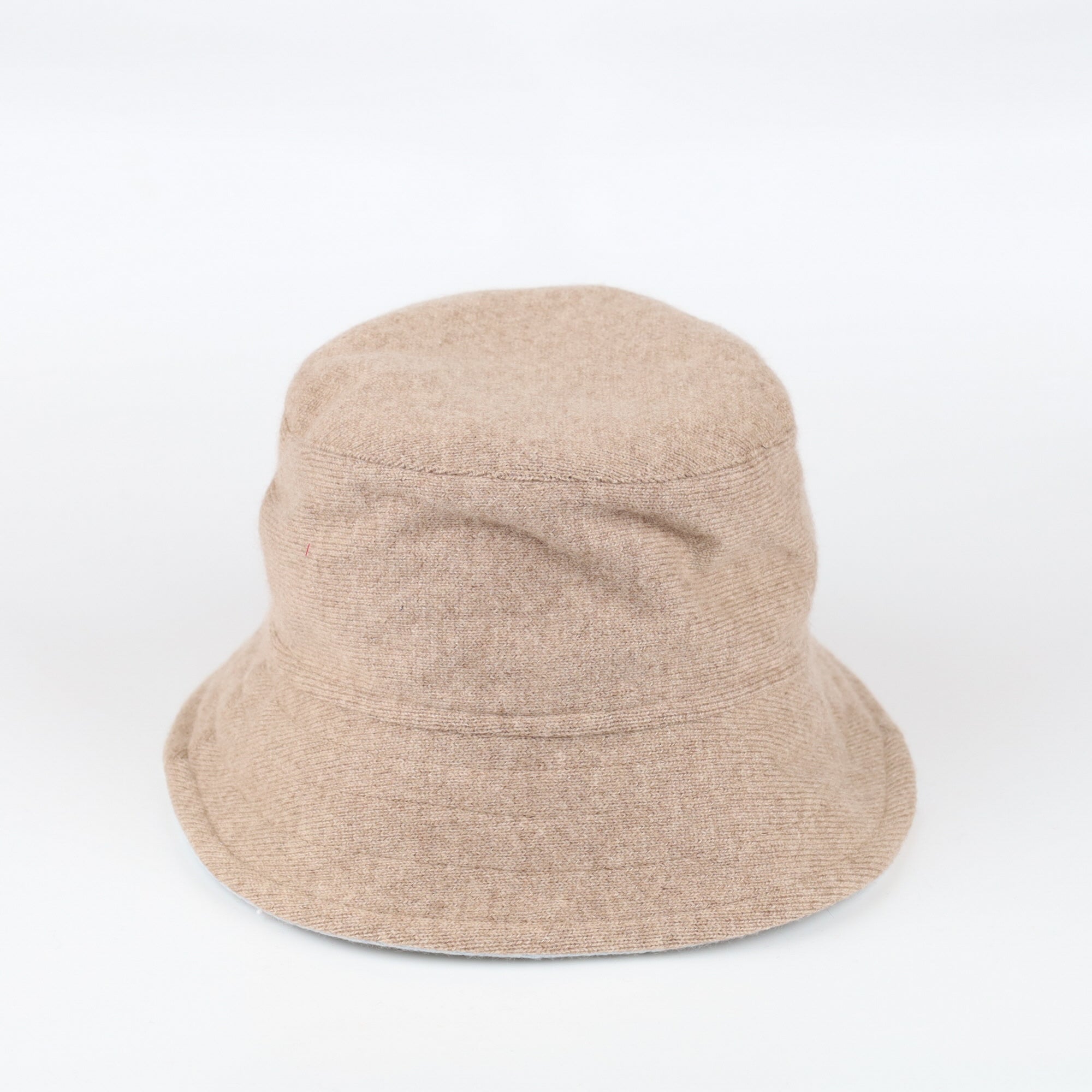 Taupe and Ice Blue Reversible Cashmere Bucket Hat Small