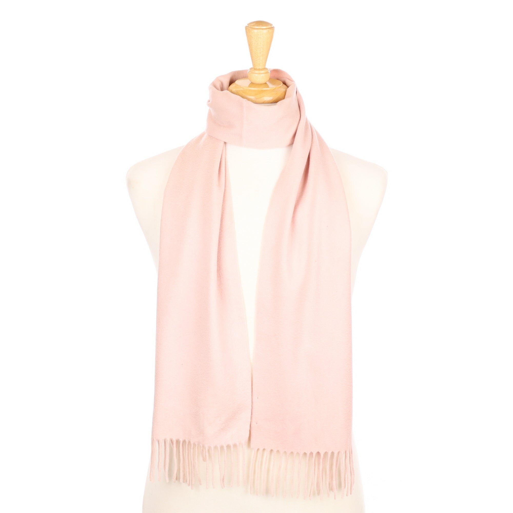 Shell Pink Cashmere Fringed Woven Scarf