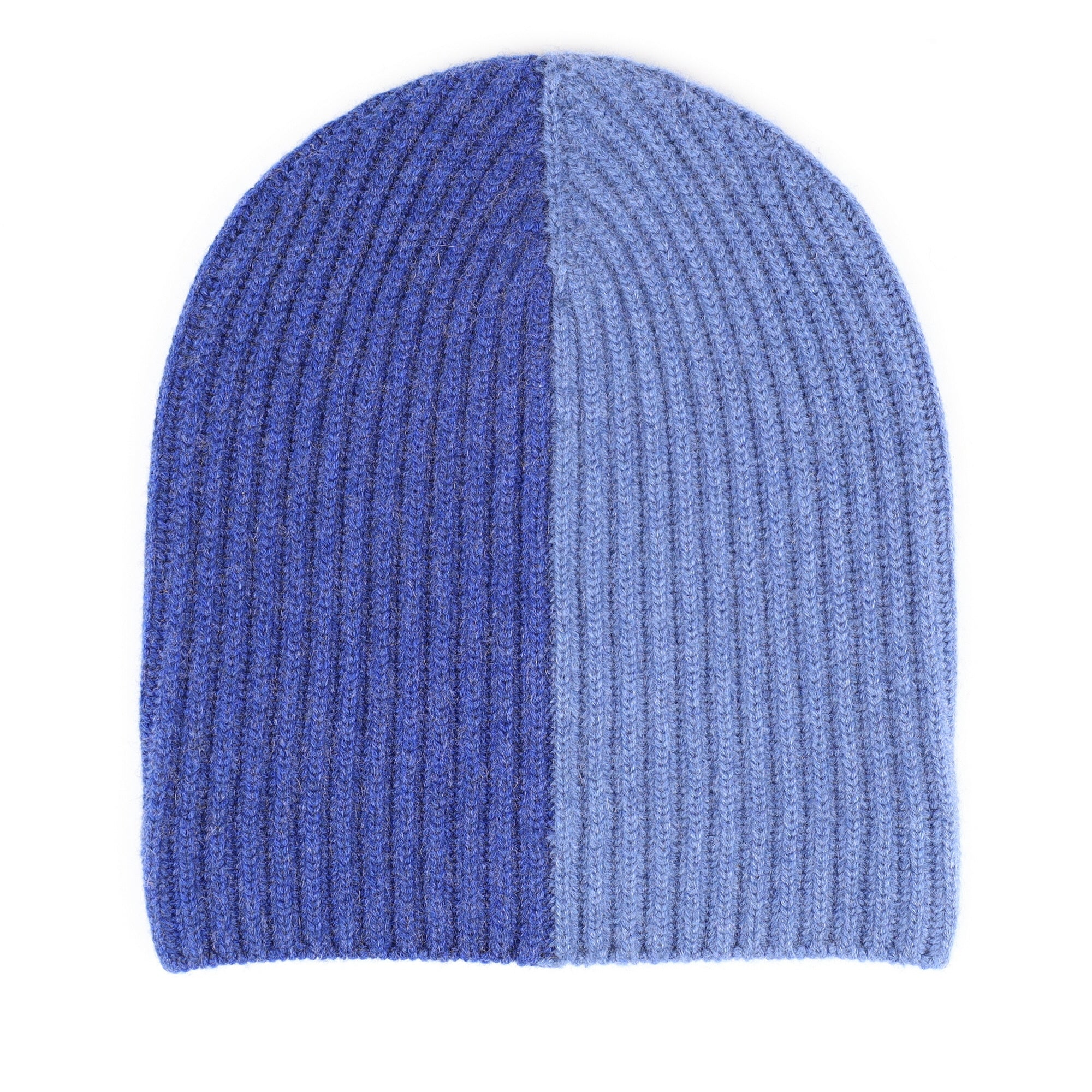 Scottish Two Tone Blue Luxury Chunky Cashmere Beanie Hat