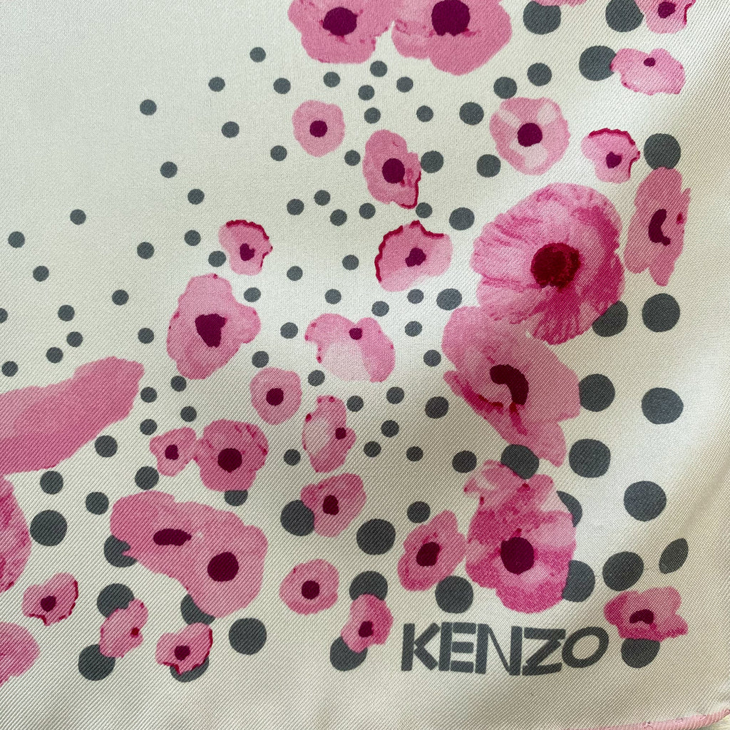 Kenzo Pink Flower Designer Silk Scarf
