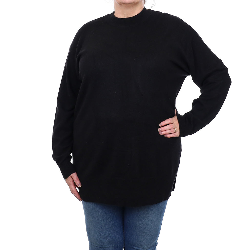 Black Cashmere Longline Turtle Neck Jumper XXL