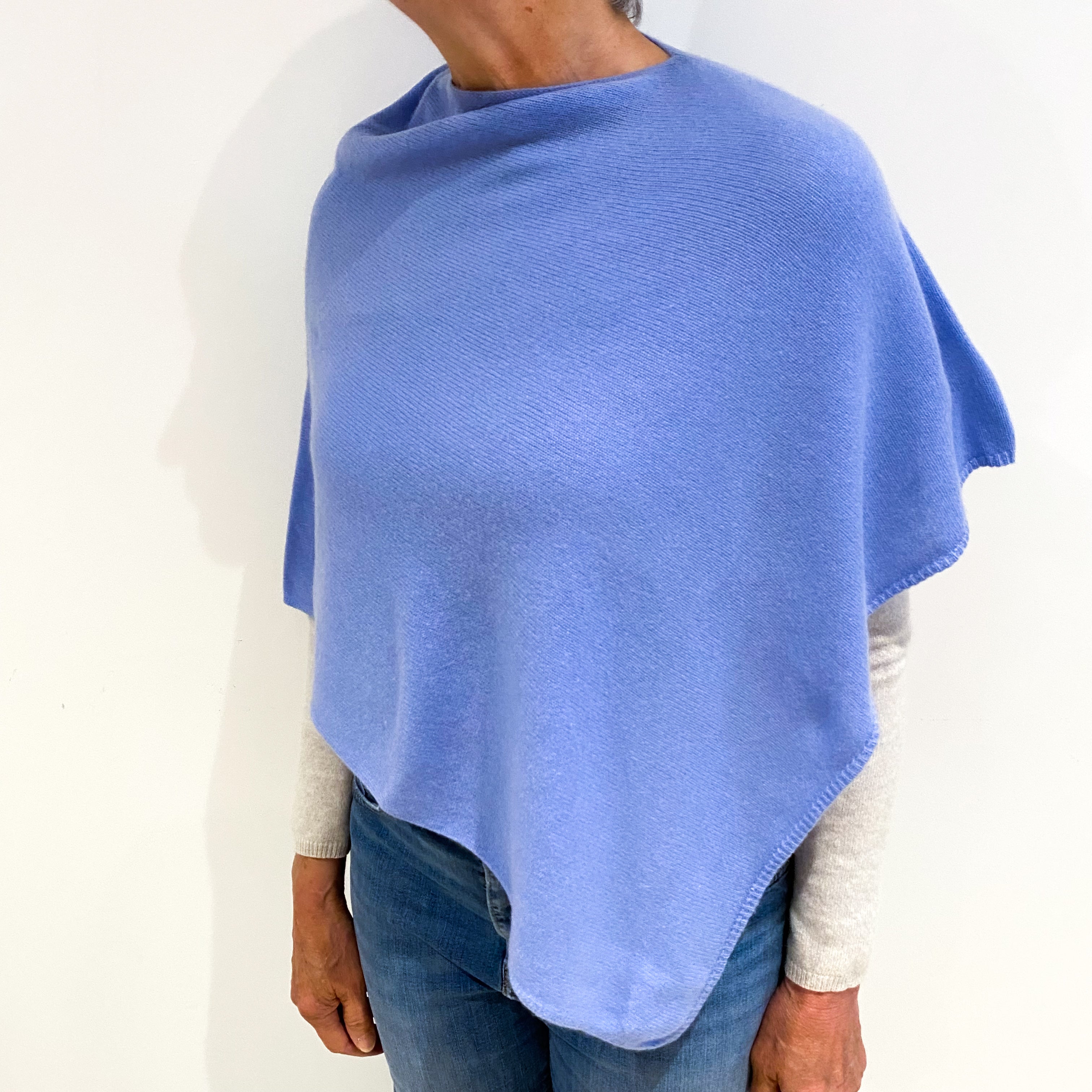 Sky Blue Cashmere Poncho One Size