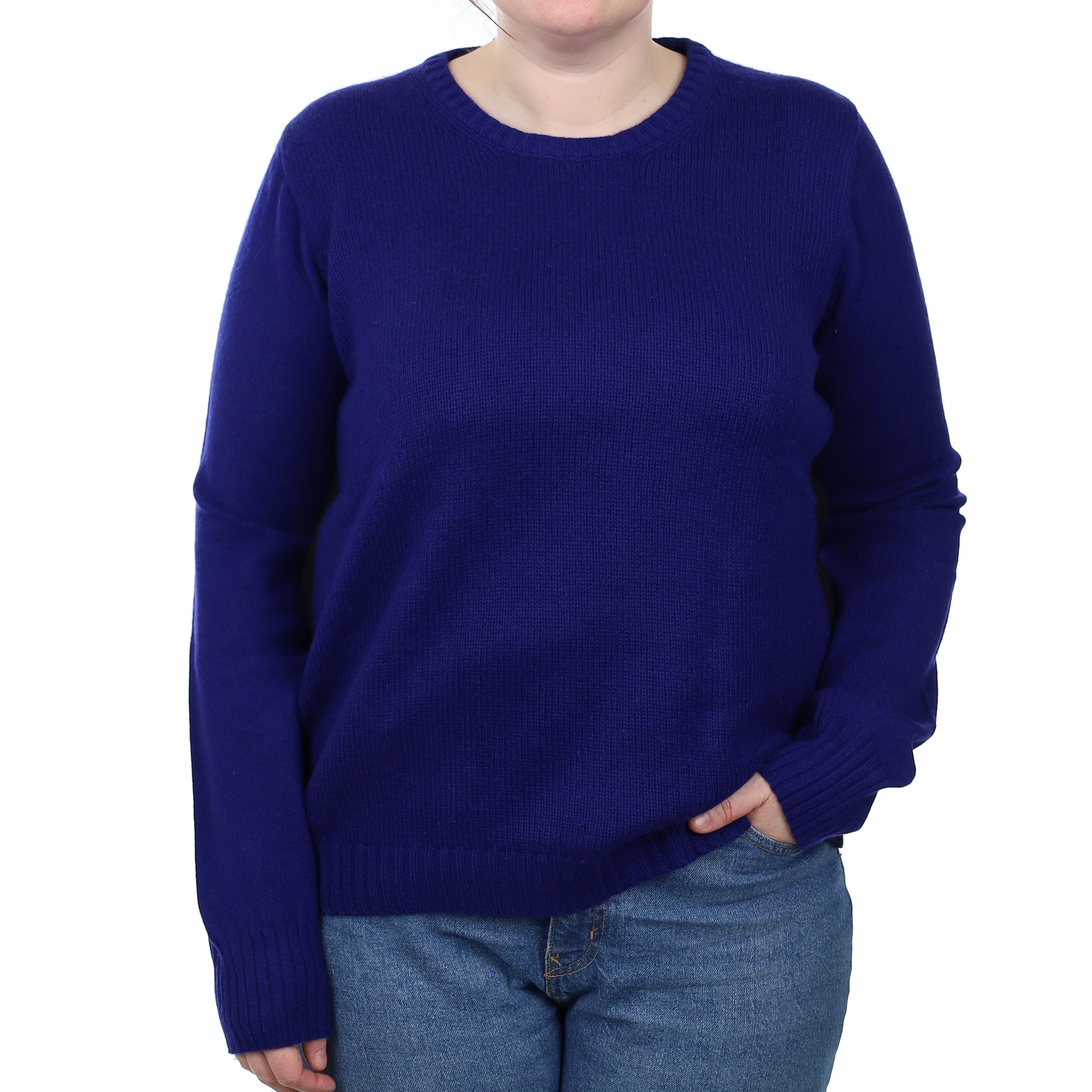Me & Em Indigo Blue Heavy Knit Cashmere Crew Neck Jumper Large