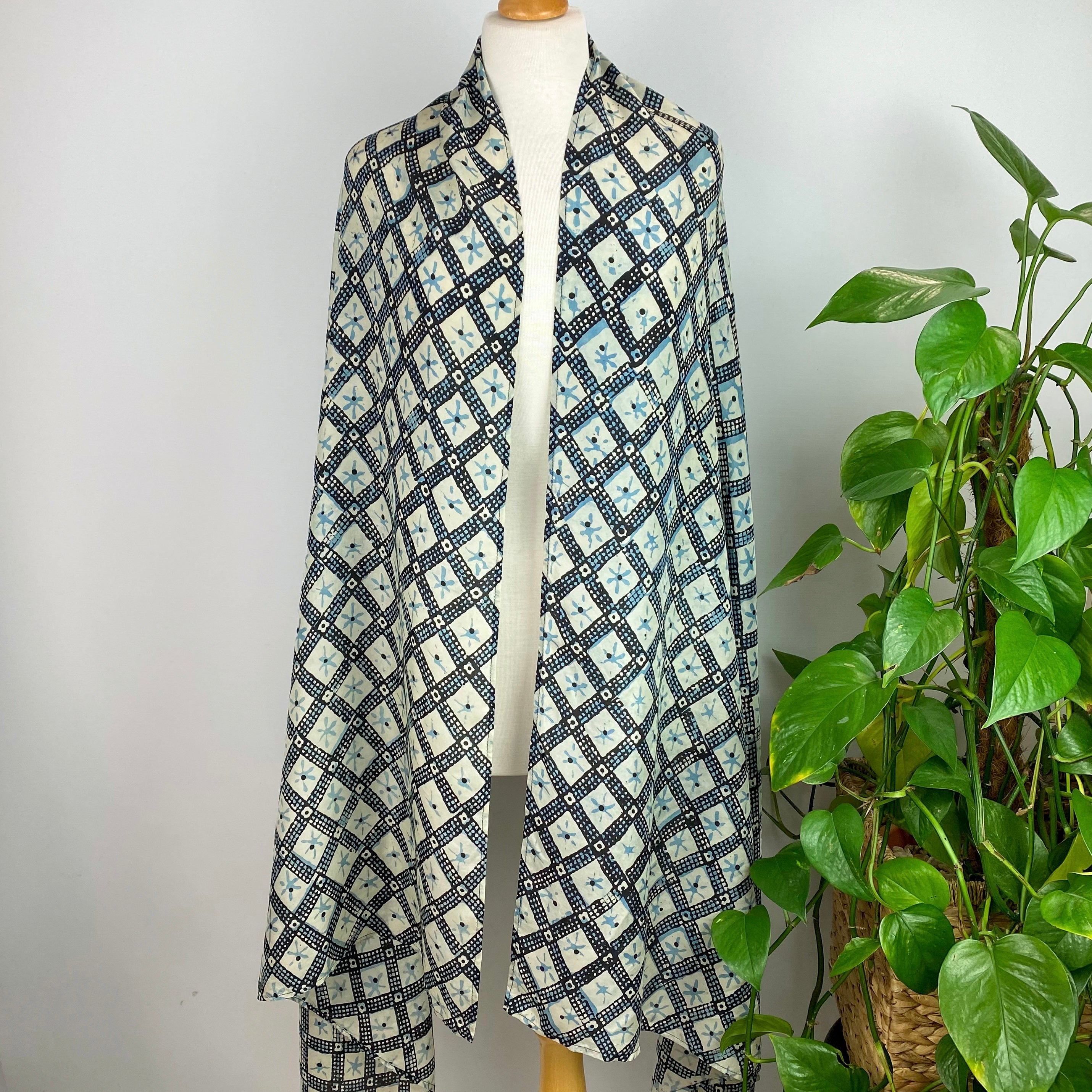 Large Wrap Style Geometric Silk Scarf