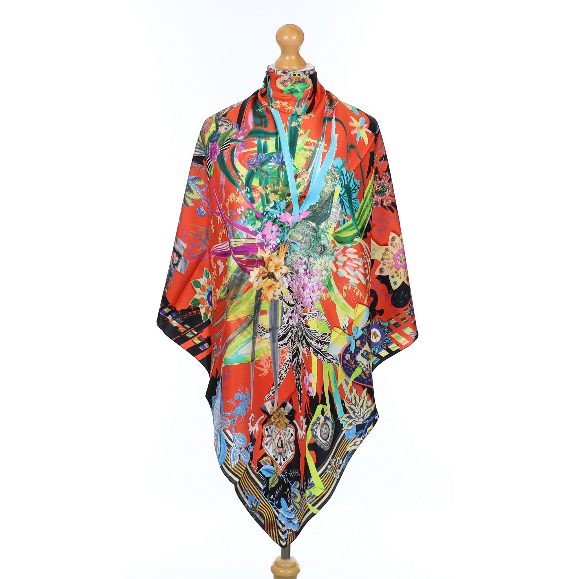 Brand New Christian Lacroix Multicoloured Abstract Silk Scarf
