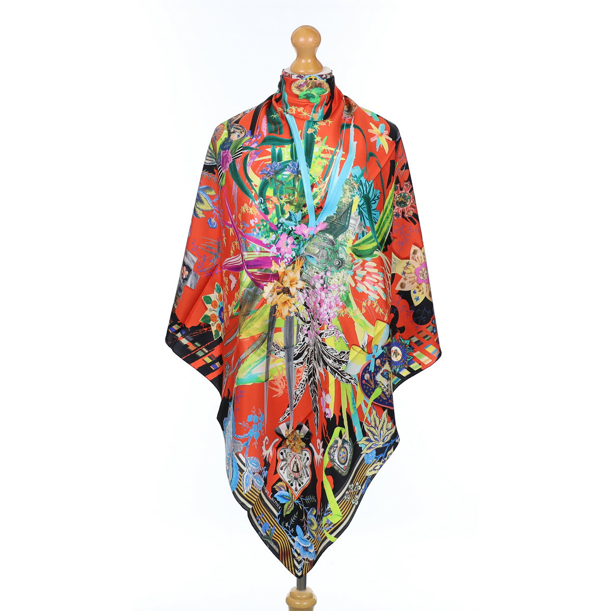 Brand New Christian Lacroix Multicoloured Abstract Silk Scarf