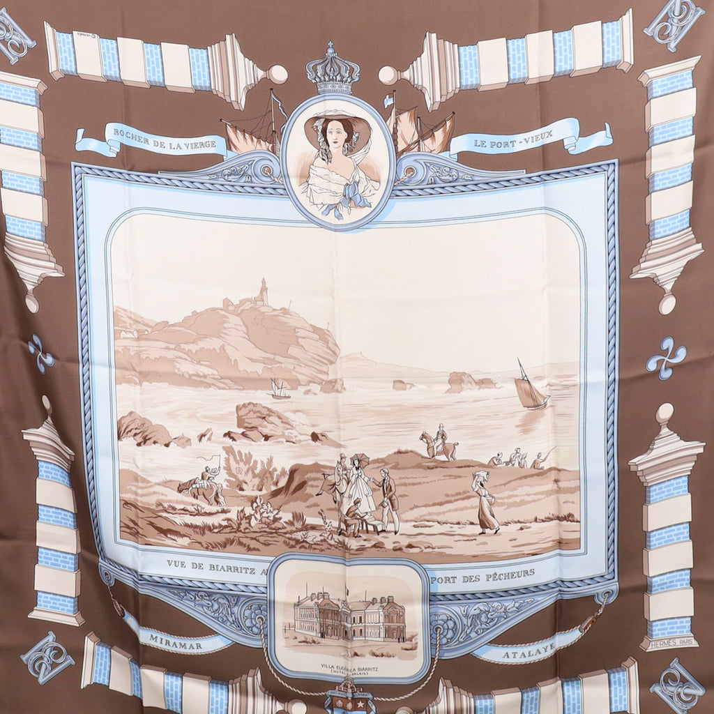 Hermès Vue de Biarritz Designer Silk Scarf Rare