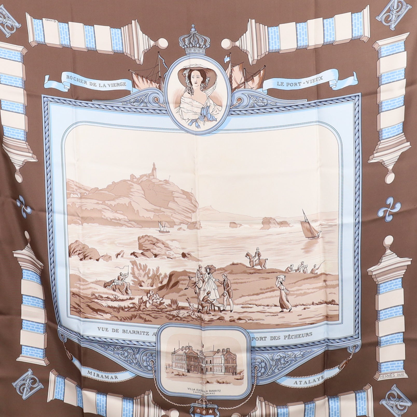 Hermès Vue de Biarritz Designer Silk Scarf Rare