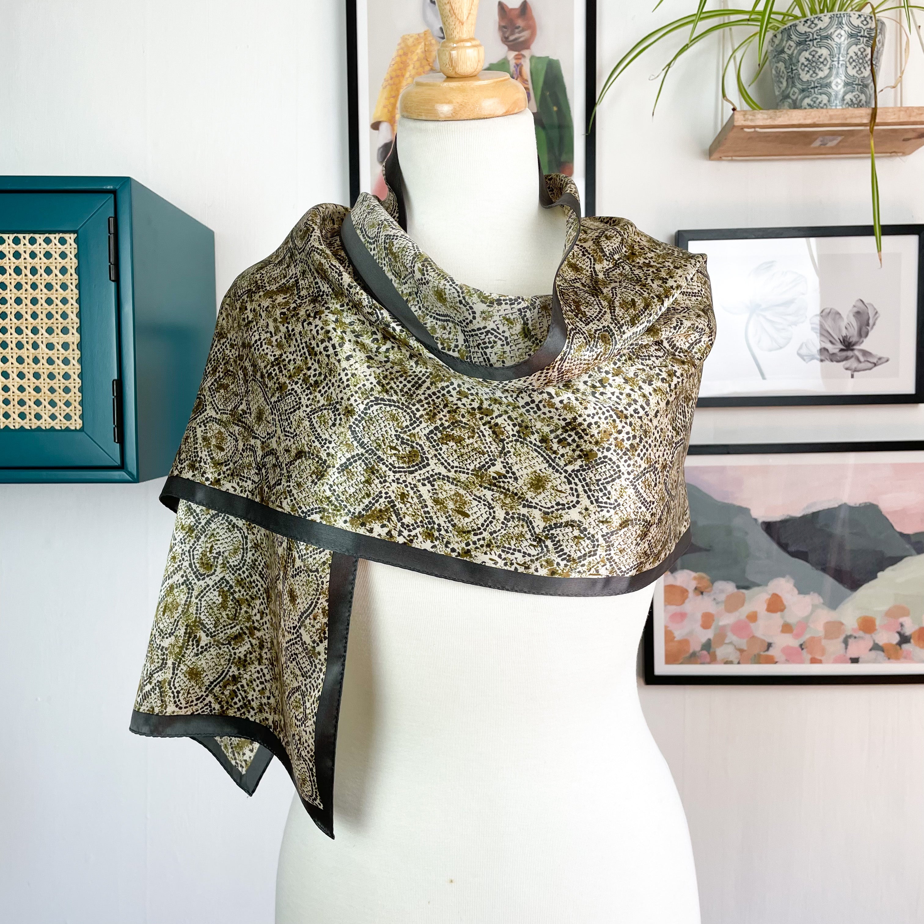 Jaeger Animal Print Long Silk Scarf