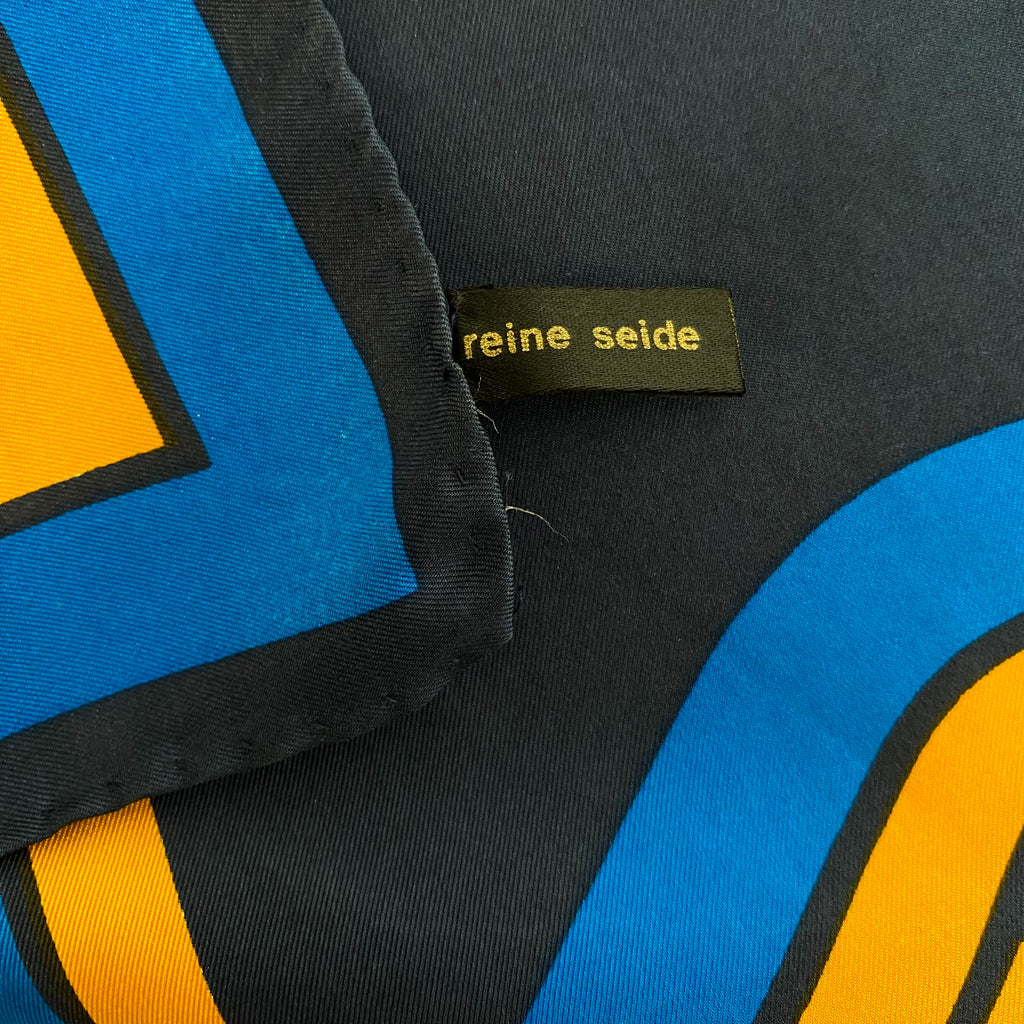 Retro Two Tone Blue and Yellow Silk Scarf