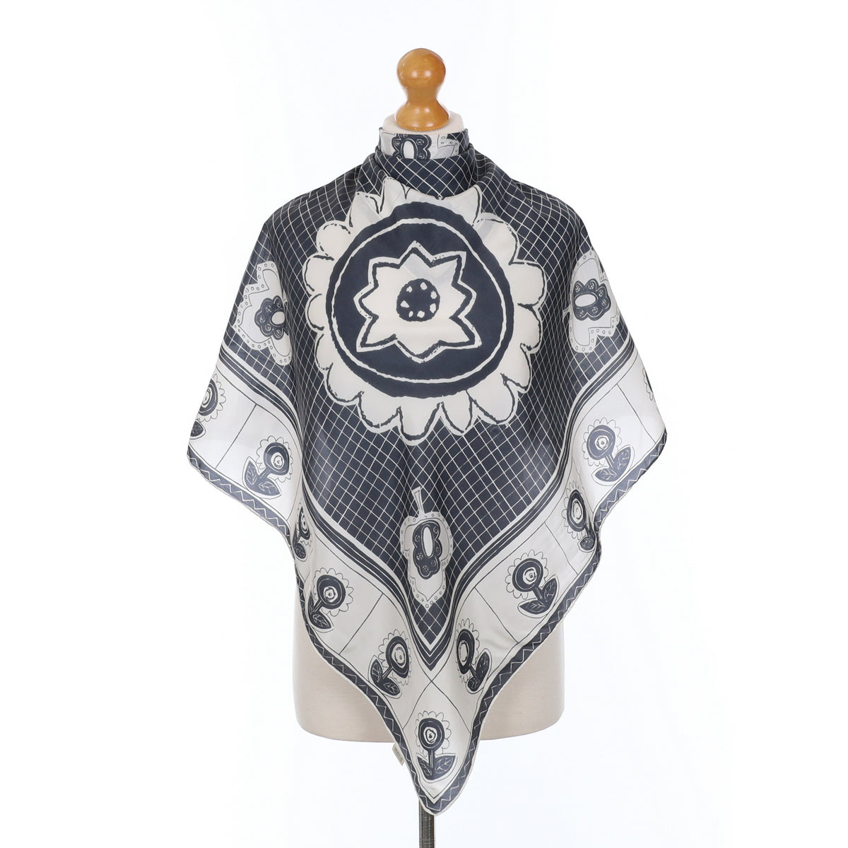 Esprit Navy and White Silk Scarf