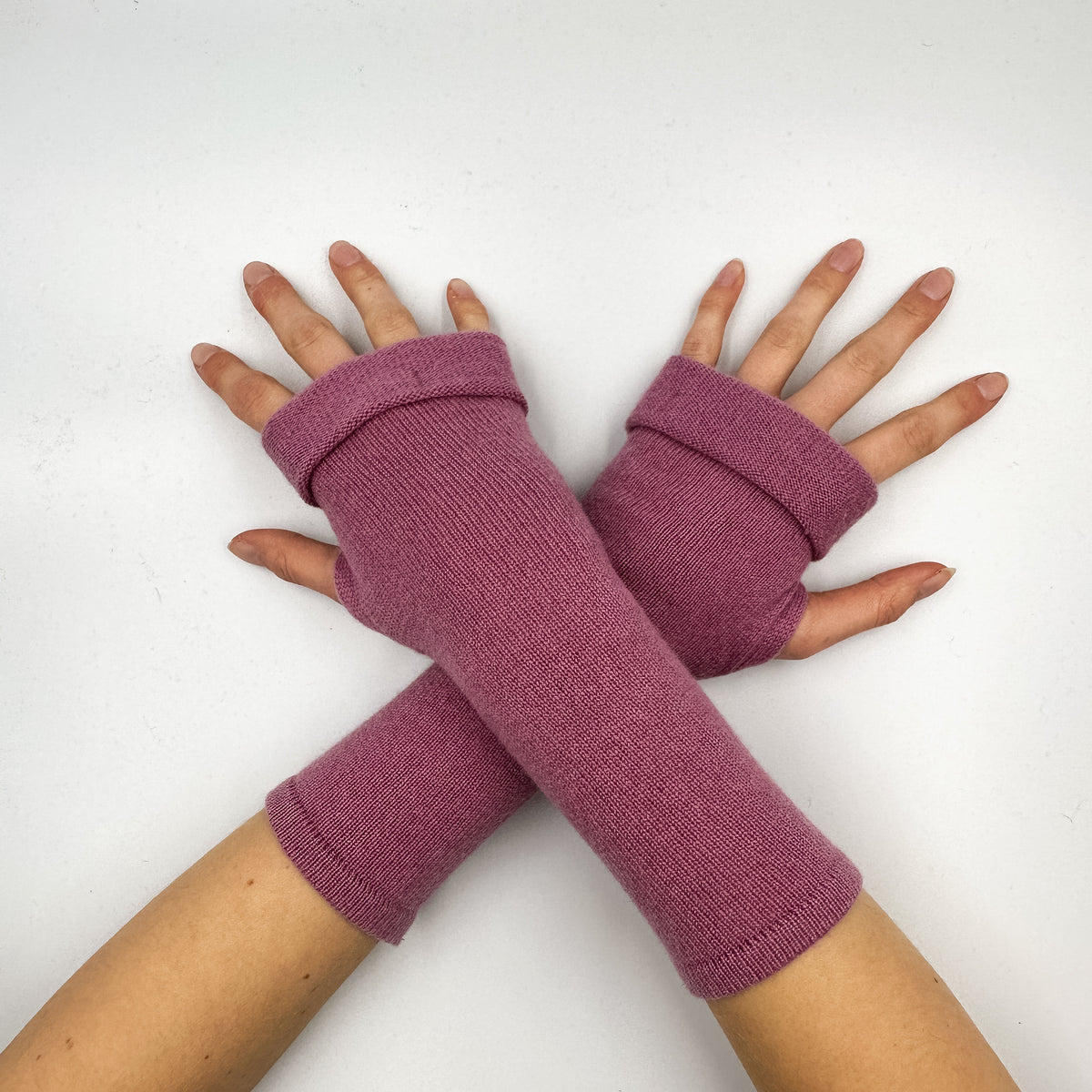 Mauve Pink Fingerless Gloves